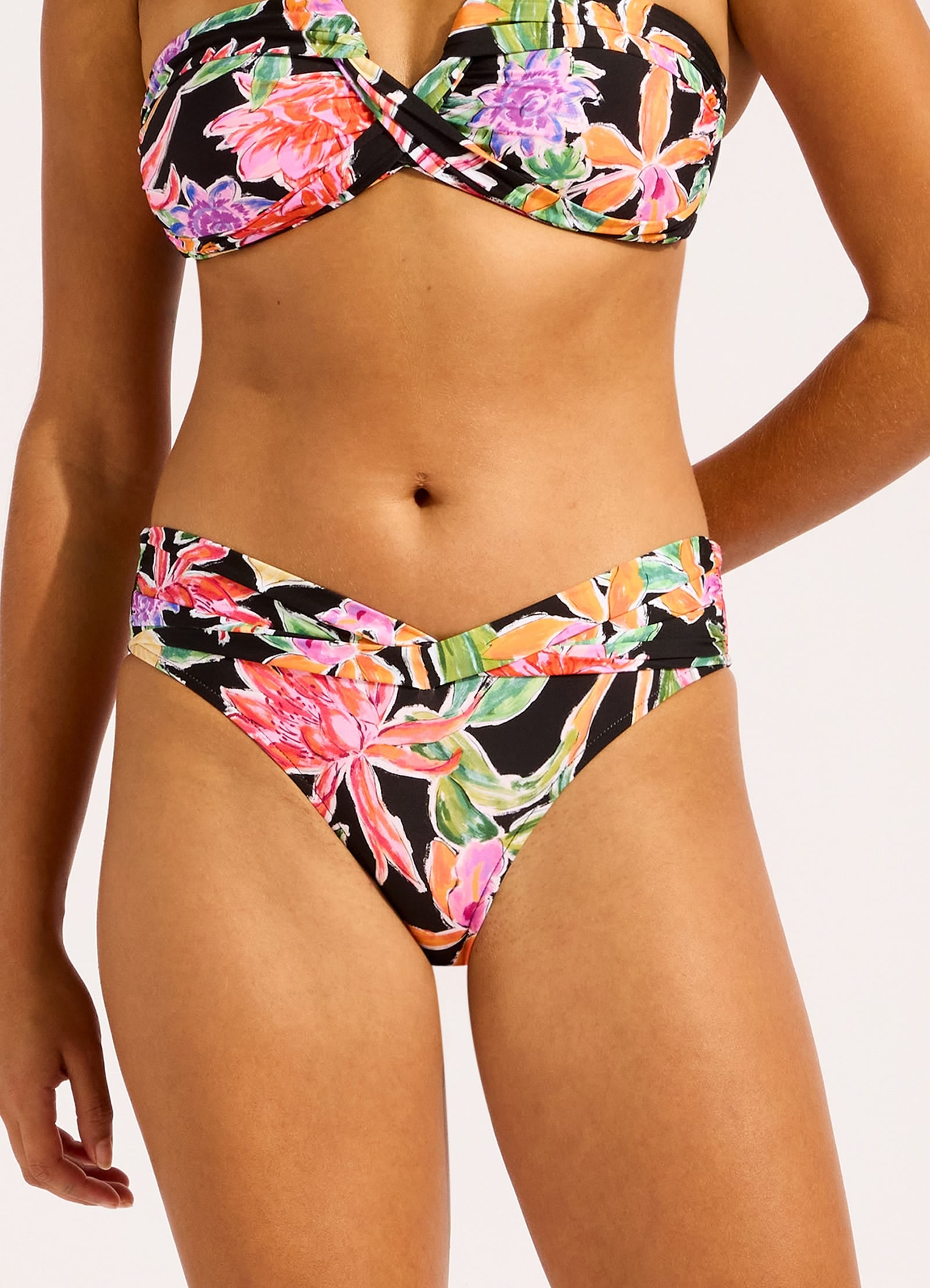 Hothouse Flowers Twist Band Mini Hipster Bikini Bottom - Black view 2