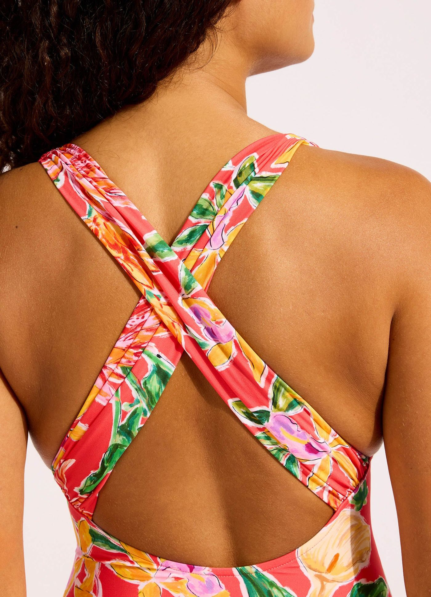 Hothouse Flowers V Neck One Piece Swimsuit - Summer Melon view 4