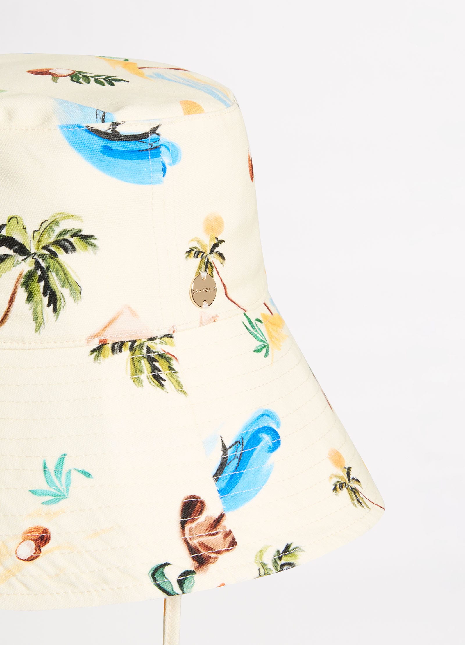 Isla Palm Bucket Hat - Ecru - Ecru view 3