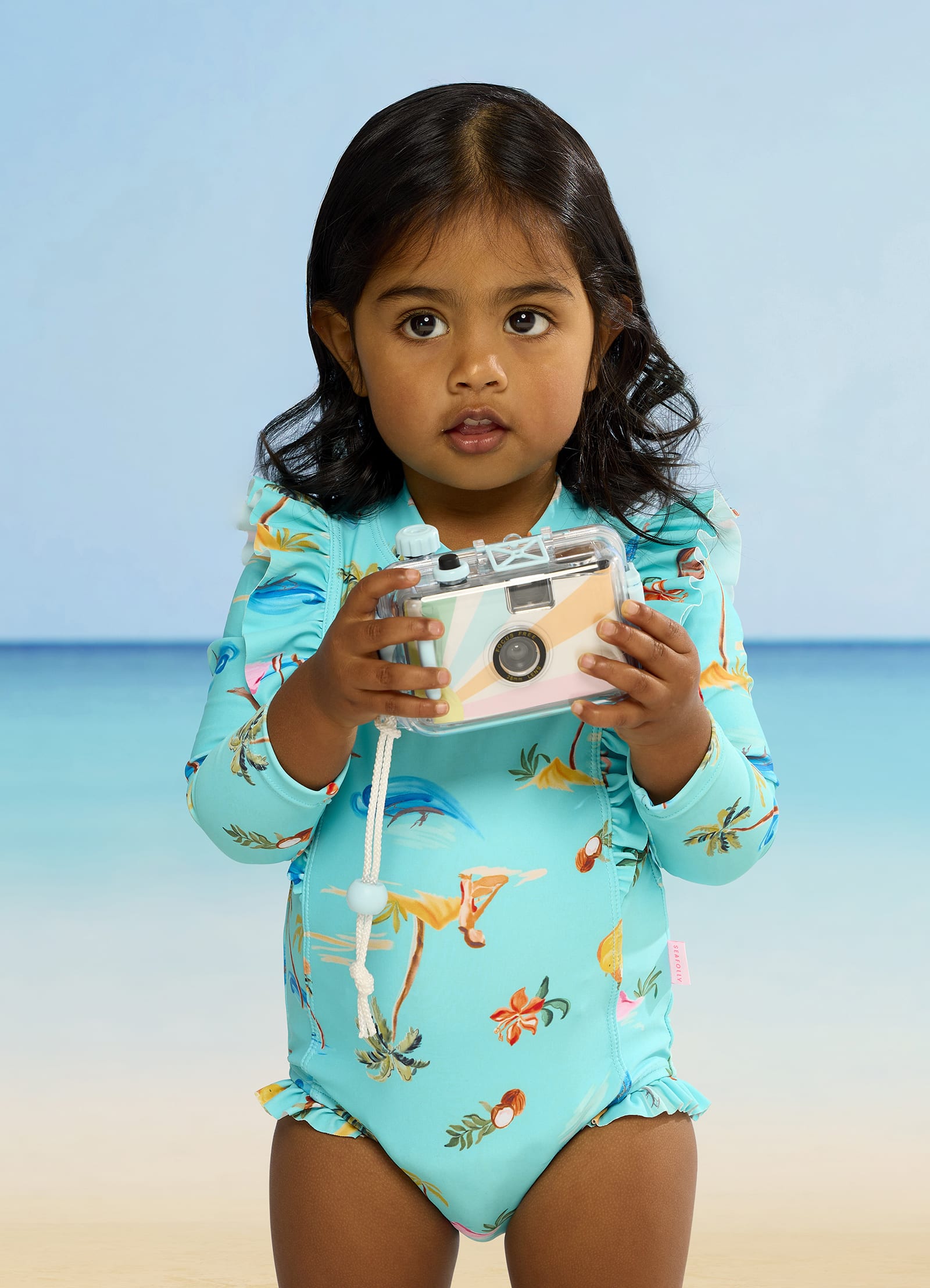 Isla Palm Frill Sunsuit - Isla Palm Blue - Isla Palm Blue view 2