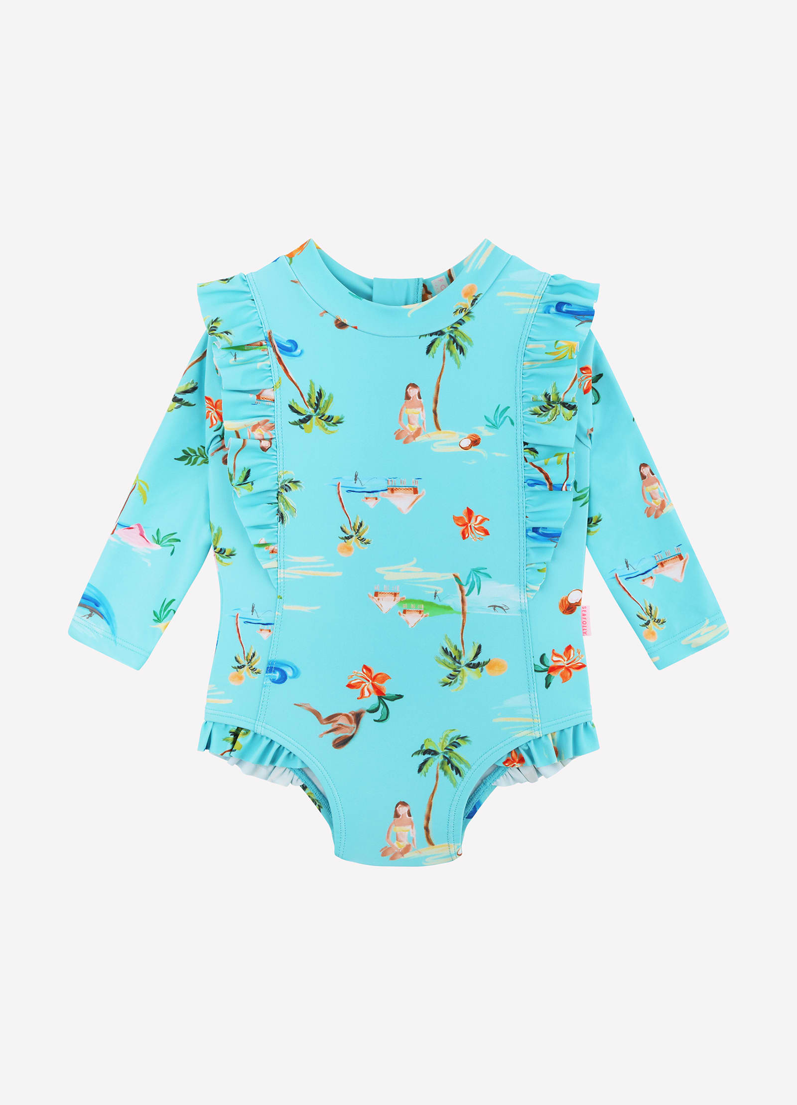 Isla Palm Frill Sunsuit - Isla Palm Blue - Isla Palm Blue view 3