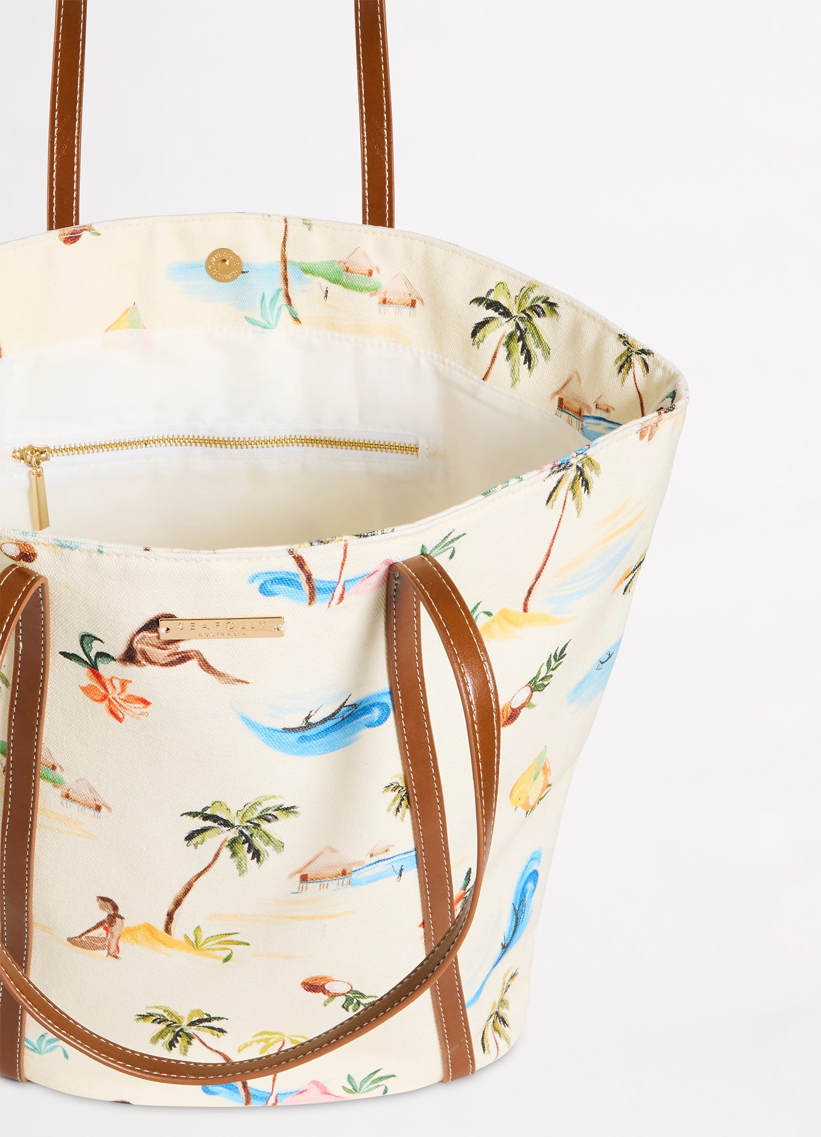 Isla Palm Tote Bag - Ecru - Ecru view 3