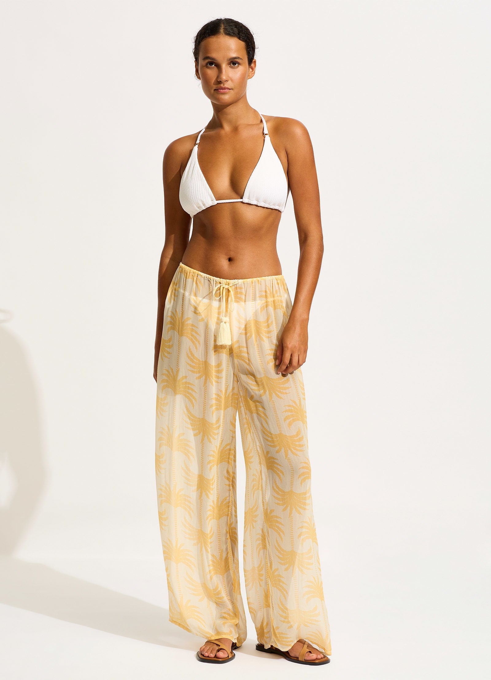 Kasbah Drawstring Waist Pant - Ecru - Ecru view 2