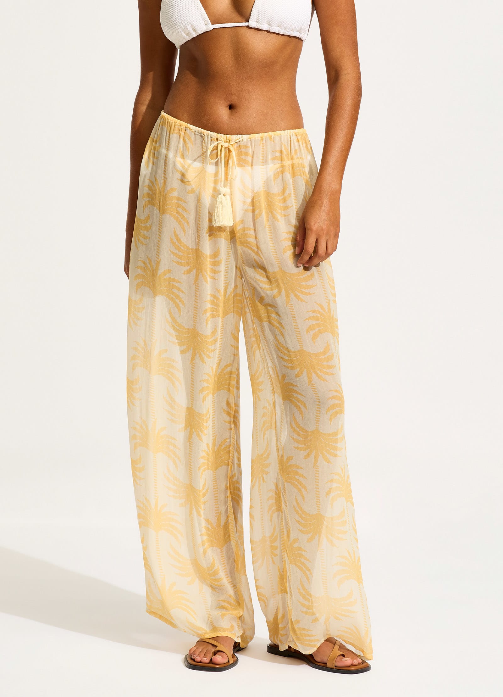 Kasbah Drawstring Waist Pant - Ecru - Ecru view 3