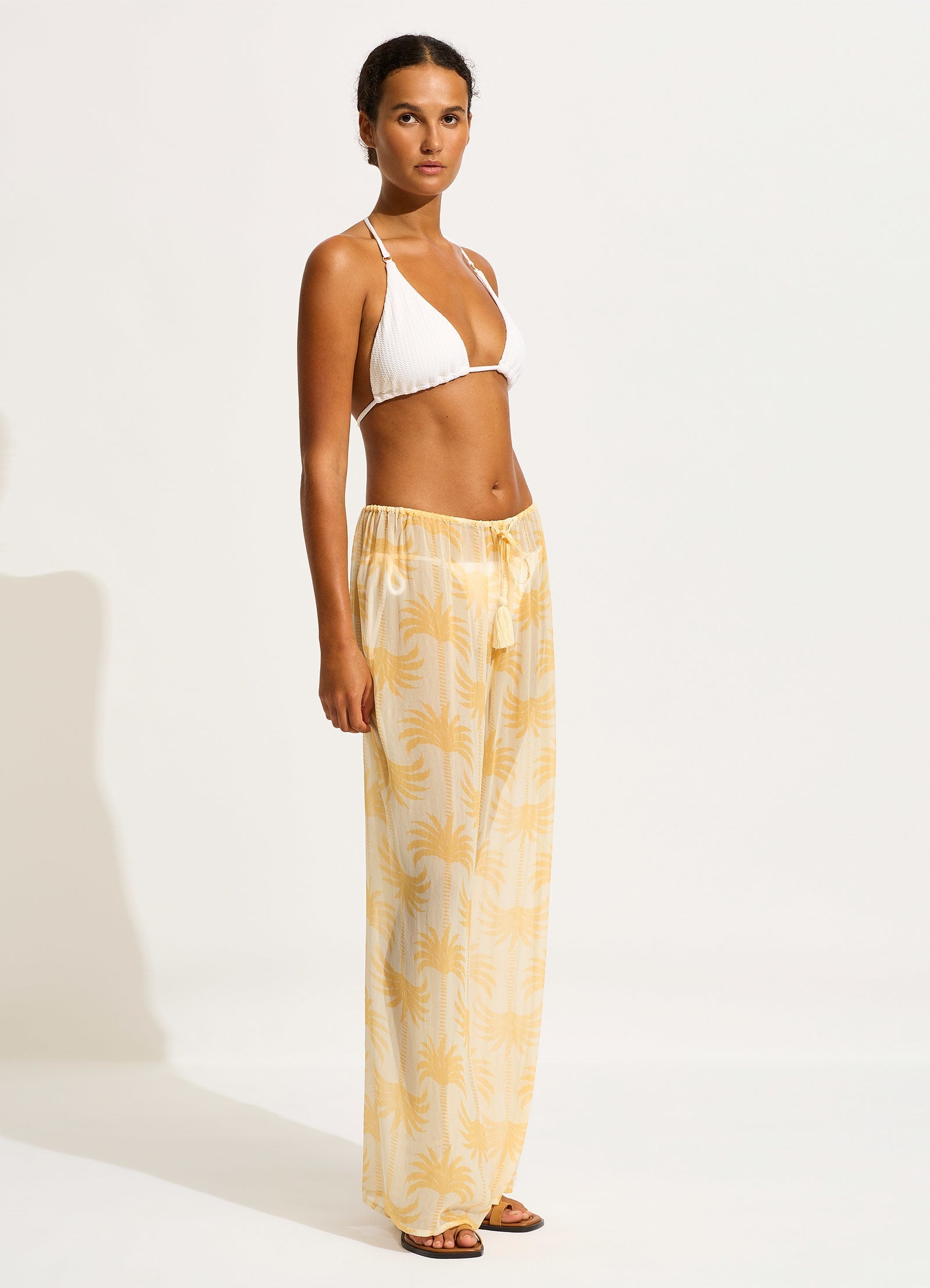 Kasbah Drawstring Waist Pant - Ecru - Ecru view 4