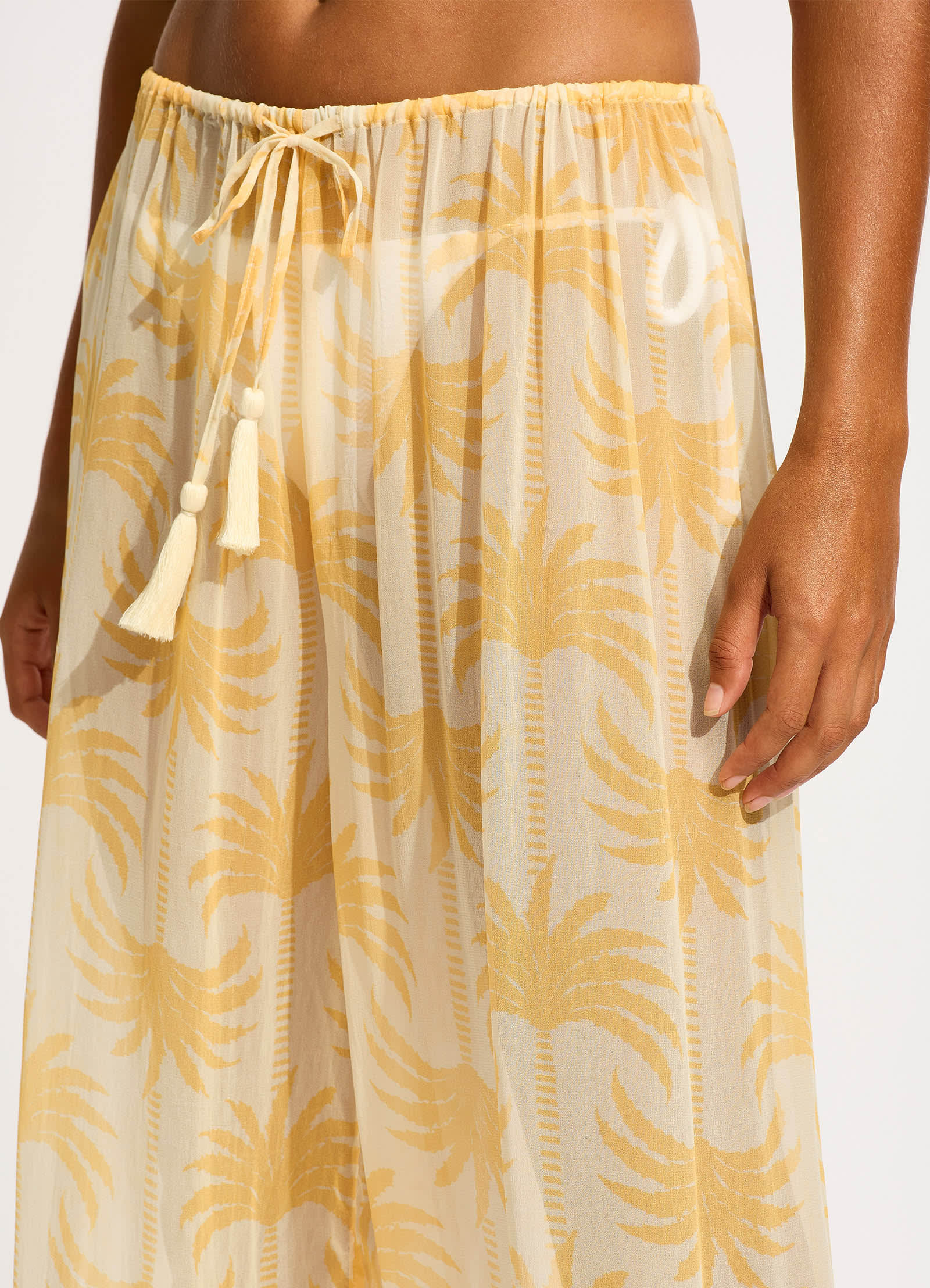 Kasbah Drawstring Waist Pant - Ecru - Ecru view 6