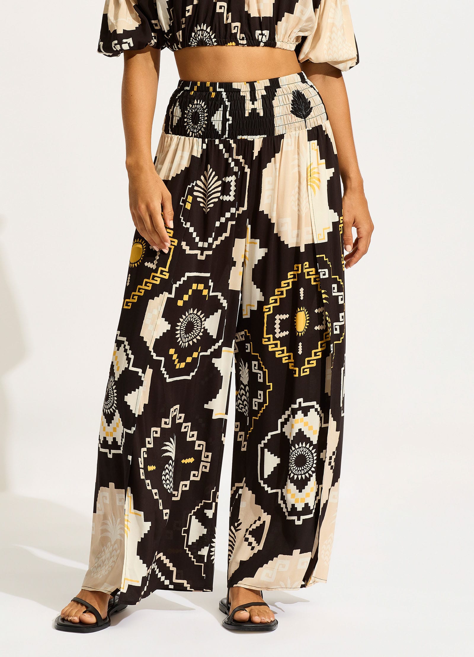 Kasbah Shirring Pant - Black - Black view 2