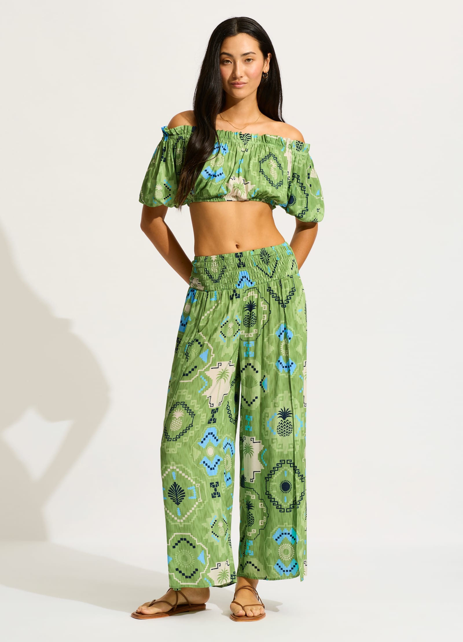 Kasbah Shirring Pant - Sage - Sage