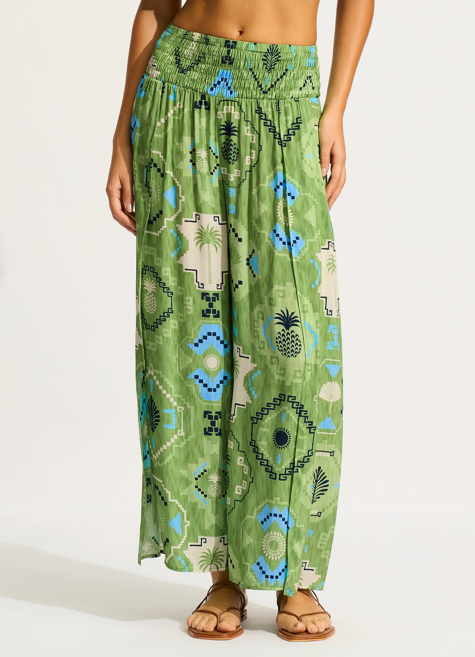 Kasbah Shirring Pant - Sage - Sage view 2