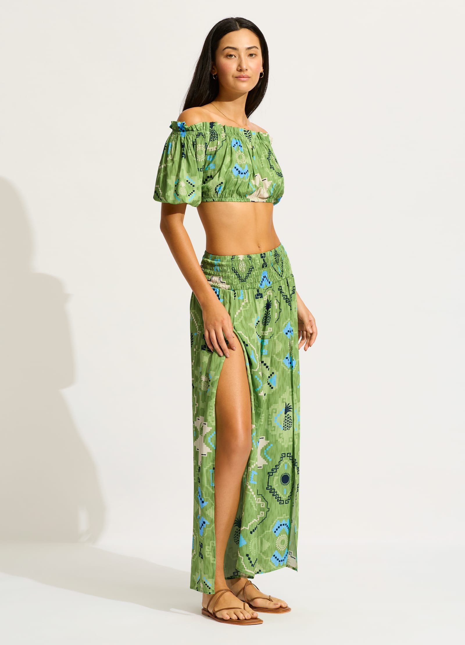 Kasbah Shirring Pant - Sage - Sage view 3