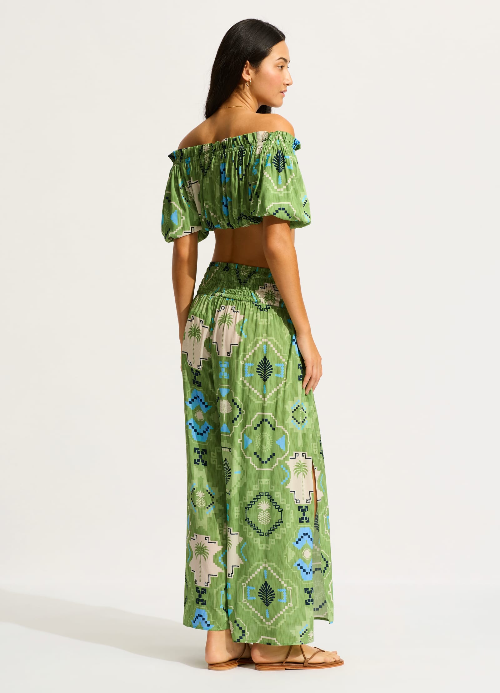 Kasbah Shirring Pant - Sage - Sage view 4