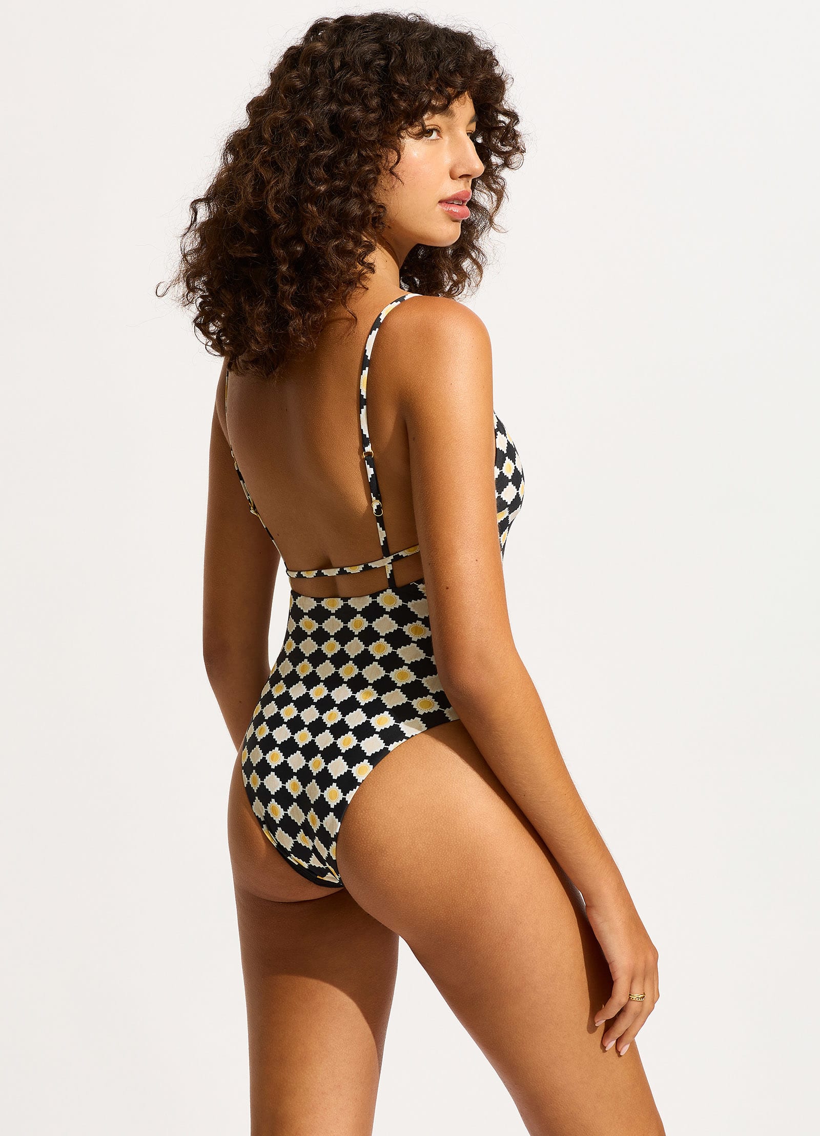 Kasbah V Neck One Piece - Black - Black view 3