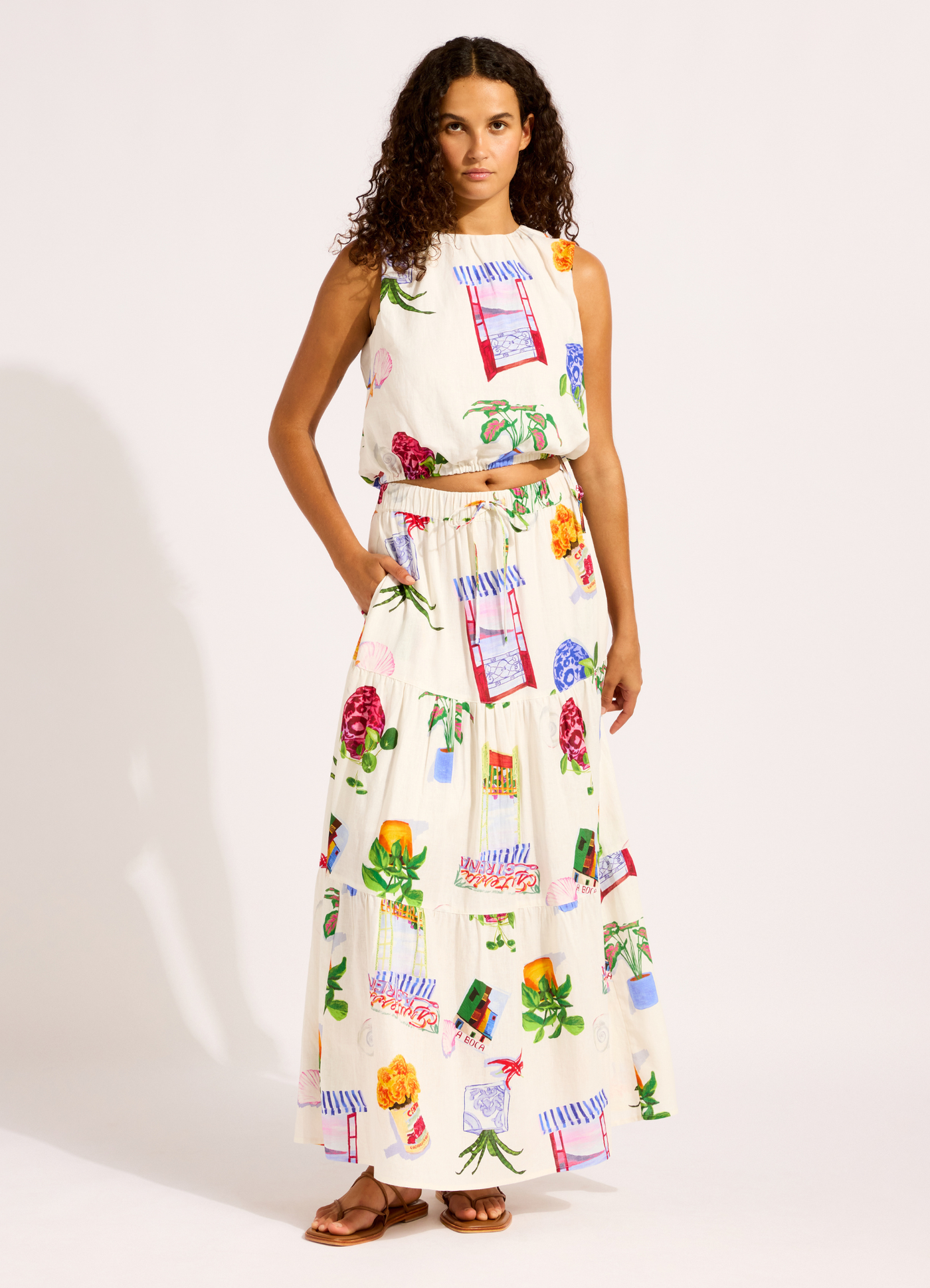 La Boca Tiered Maxi Skirt - Ecru