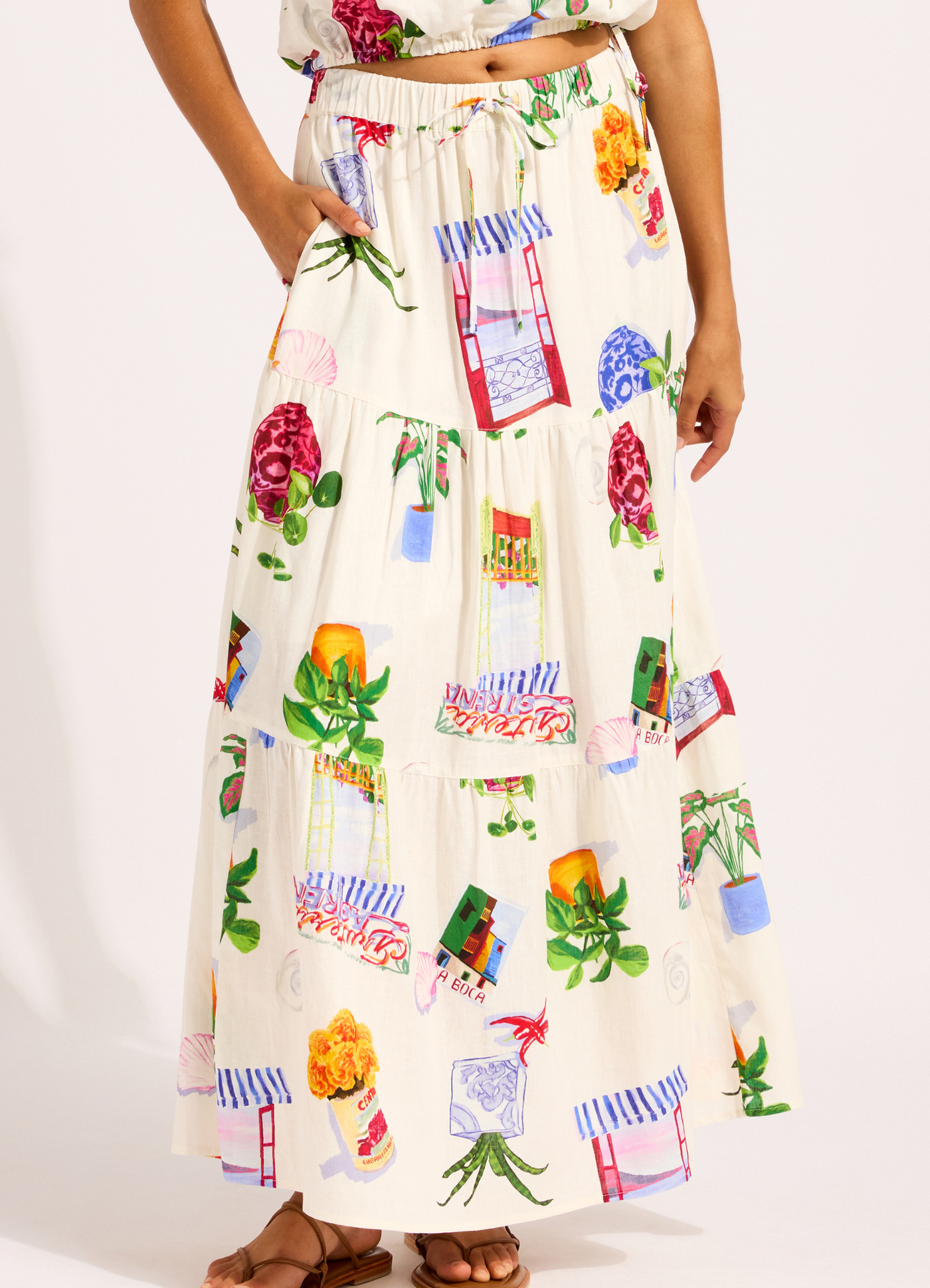 La Boca Tiered Maxi Skirt - Ecru view 2
