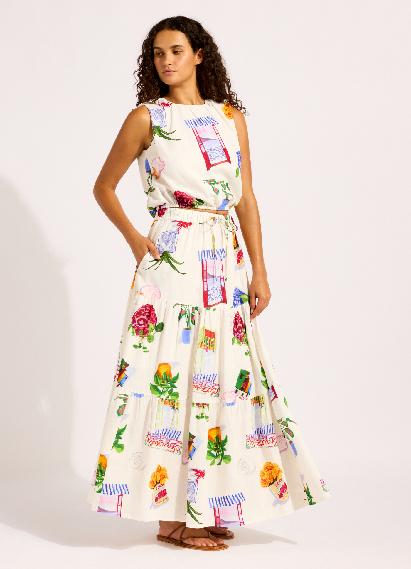 La Boca Tiered Maxi Skirt - Ecru view 3