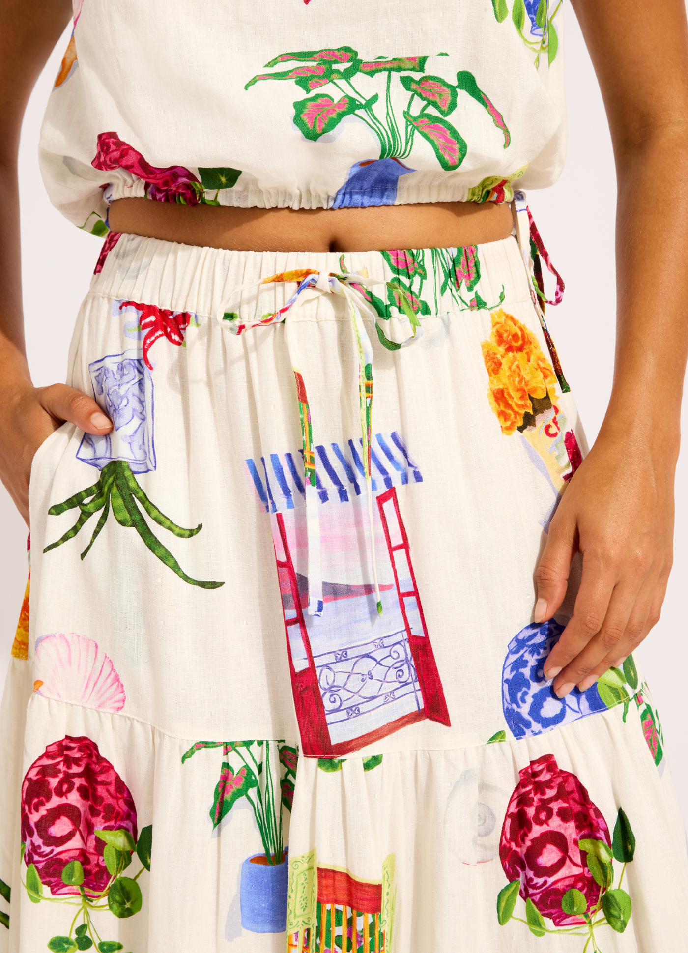 La Boca Tiered Maxi Skirt - Ecru view 5