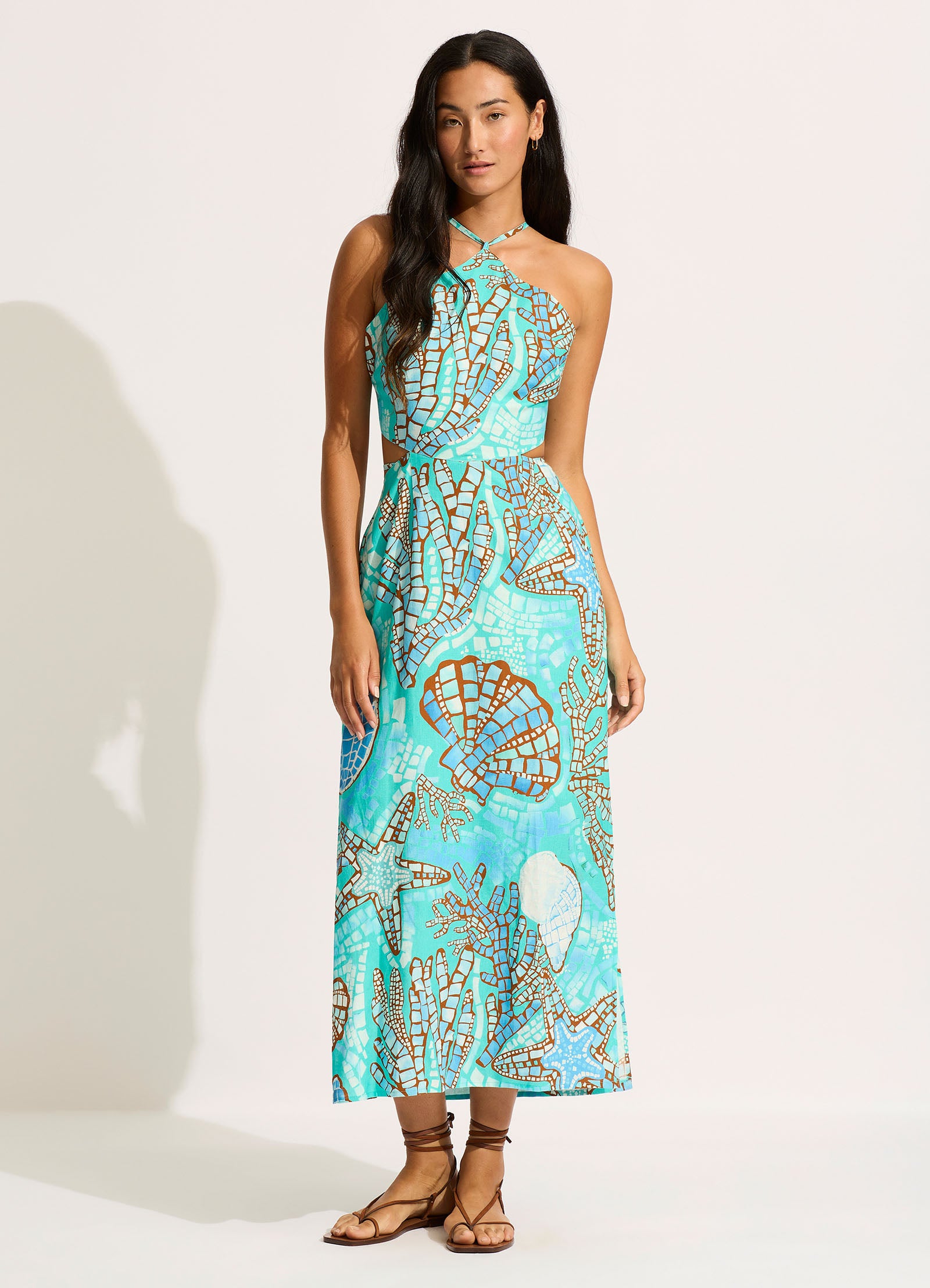 La Mer Cut Out Maxi Dress - Aquatic Blue - Aquatic Blue