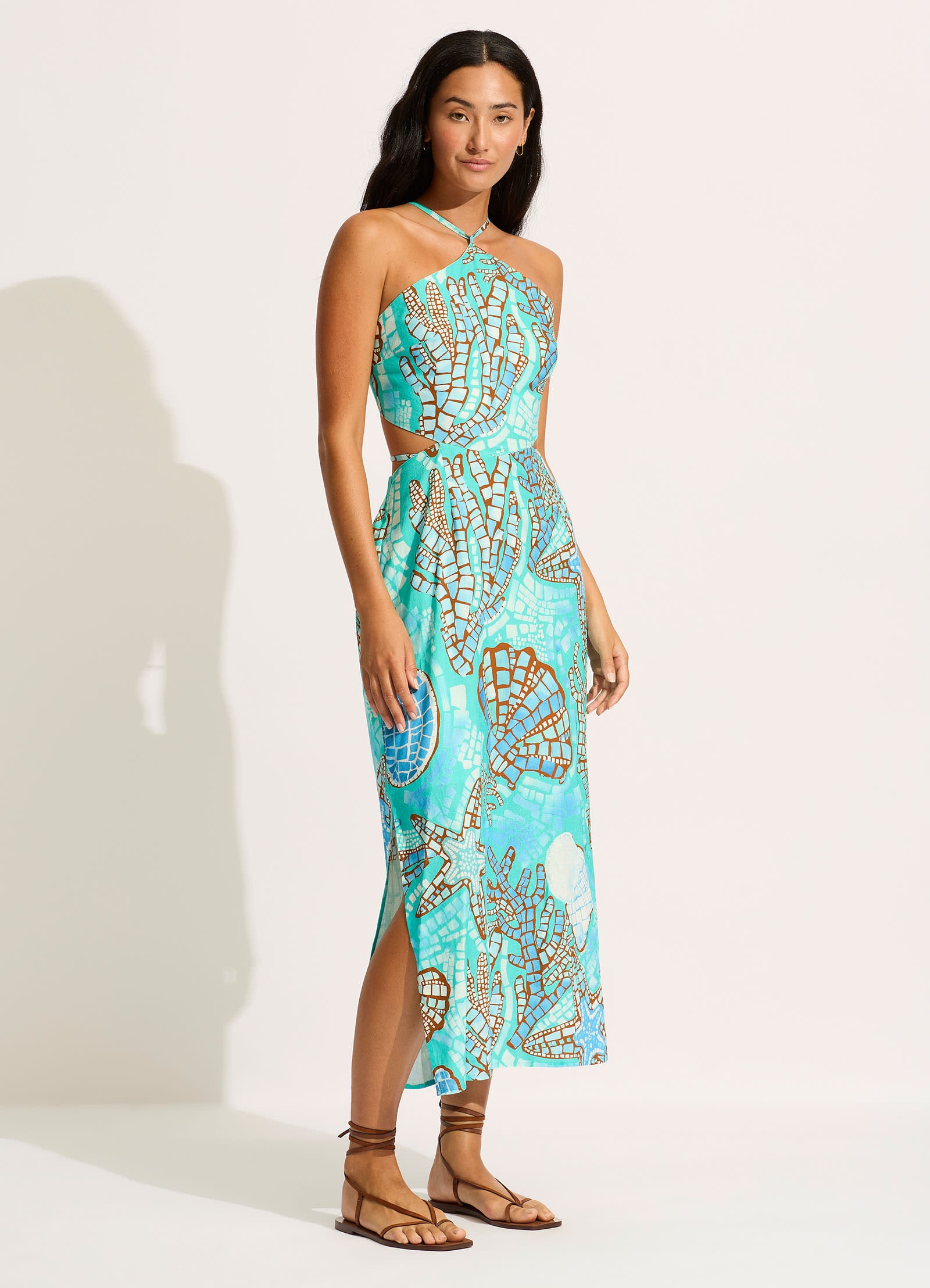 La Mer Cut Out Maxi Dress - Aquatic Blue - Aquatic Blue view 2