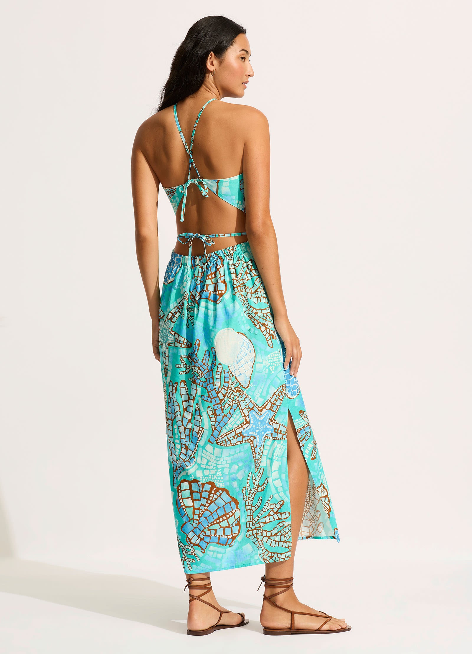 La Mer Cut Out Maxi Dress - Aquatic Blue - Aquatic Blue view 3
