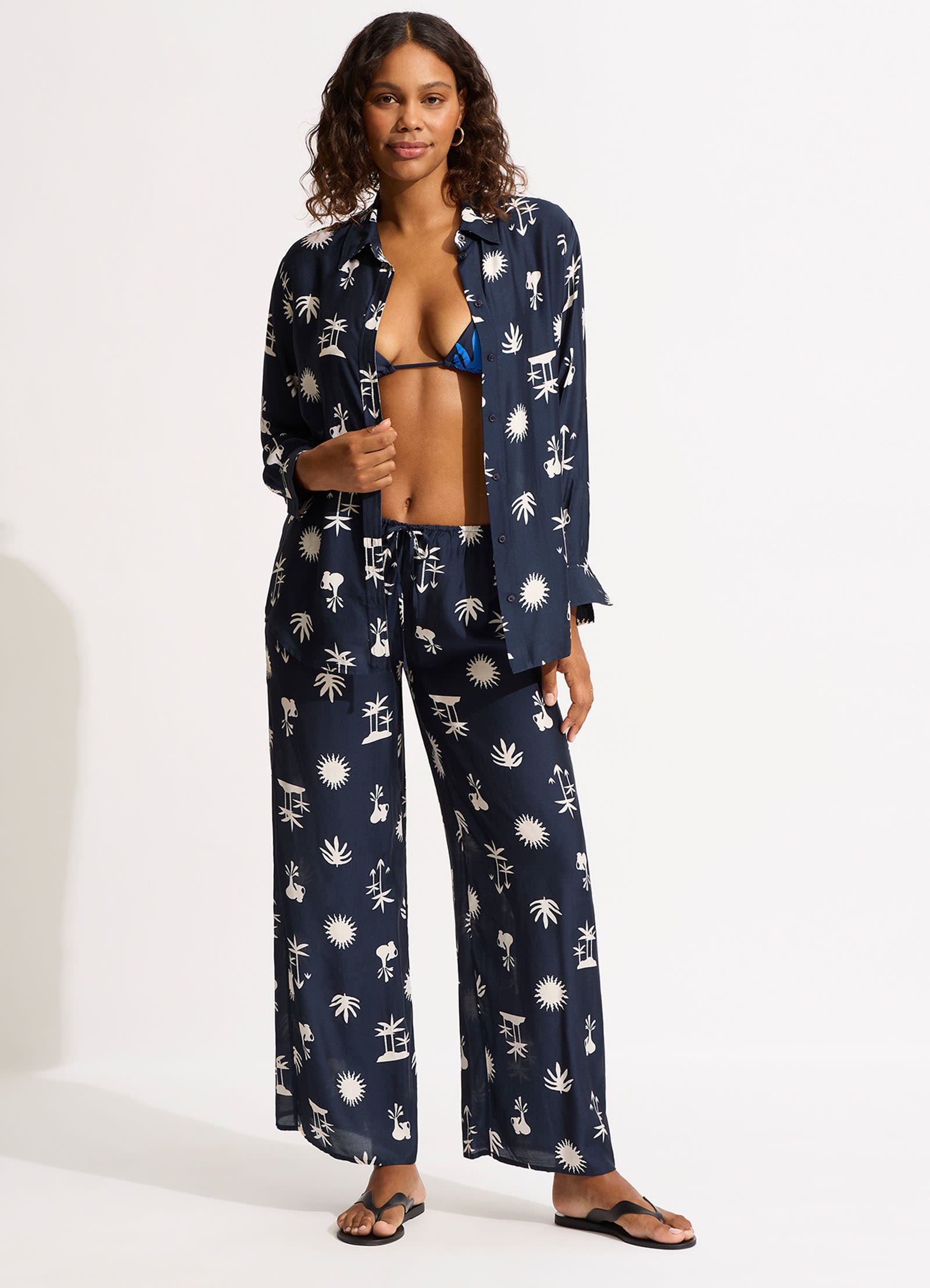 La Palma Silk Pant - True Navy - True Navy