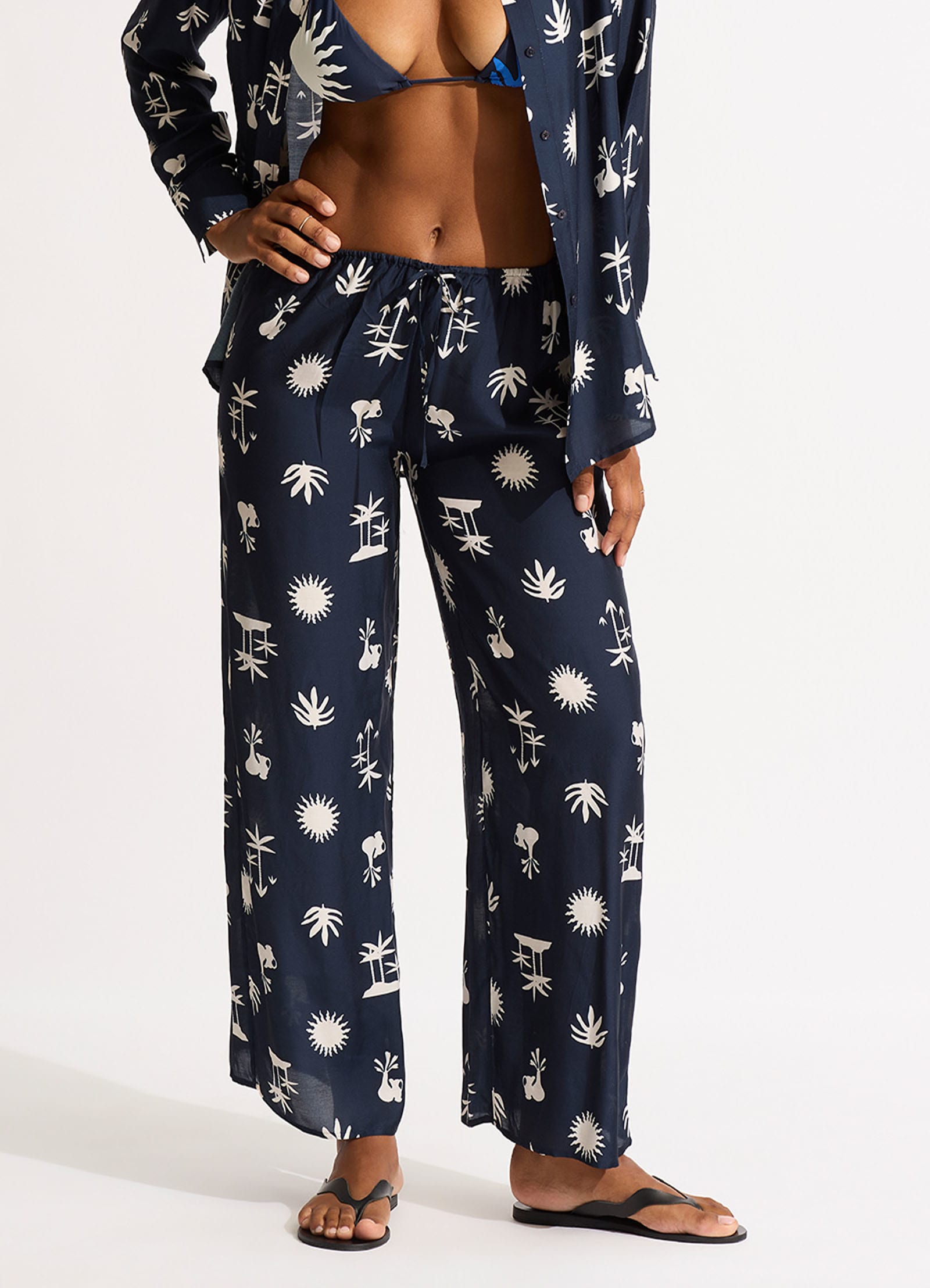 La Palma Silk Pant - True Navy - True Navy view 2