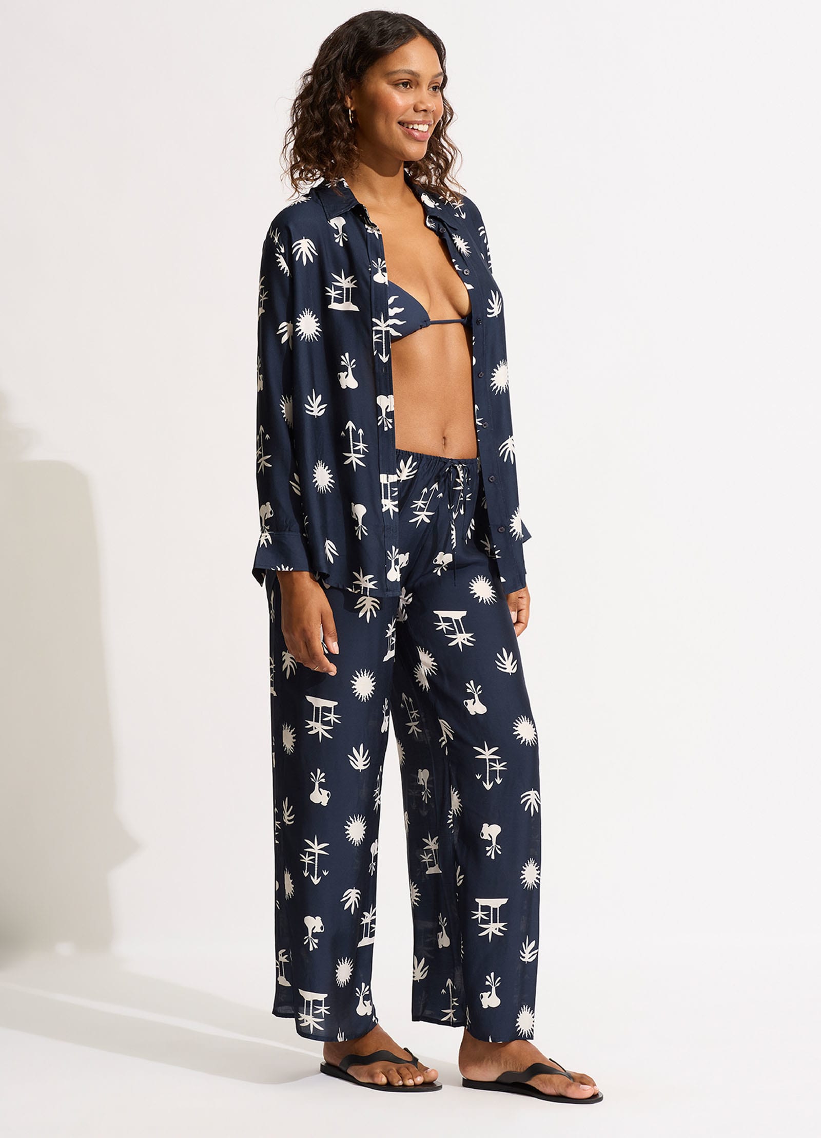 La Palma Silk Pant - True Navy - True Navy view 3