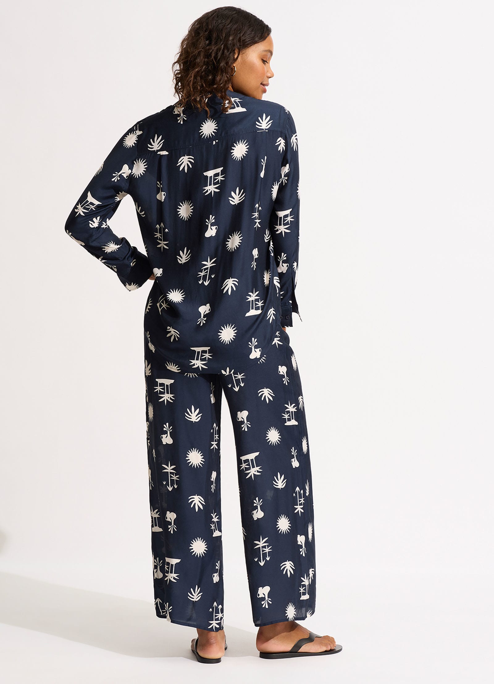 La Palma Silk Pant - True Navy - True Navy view 4