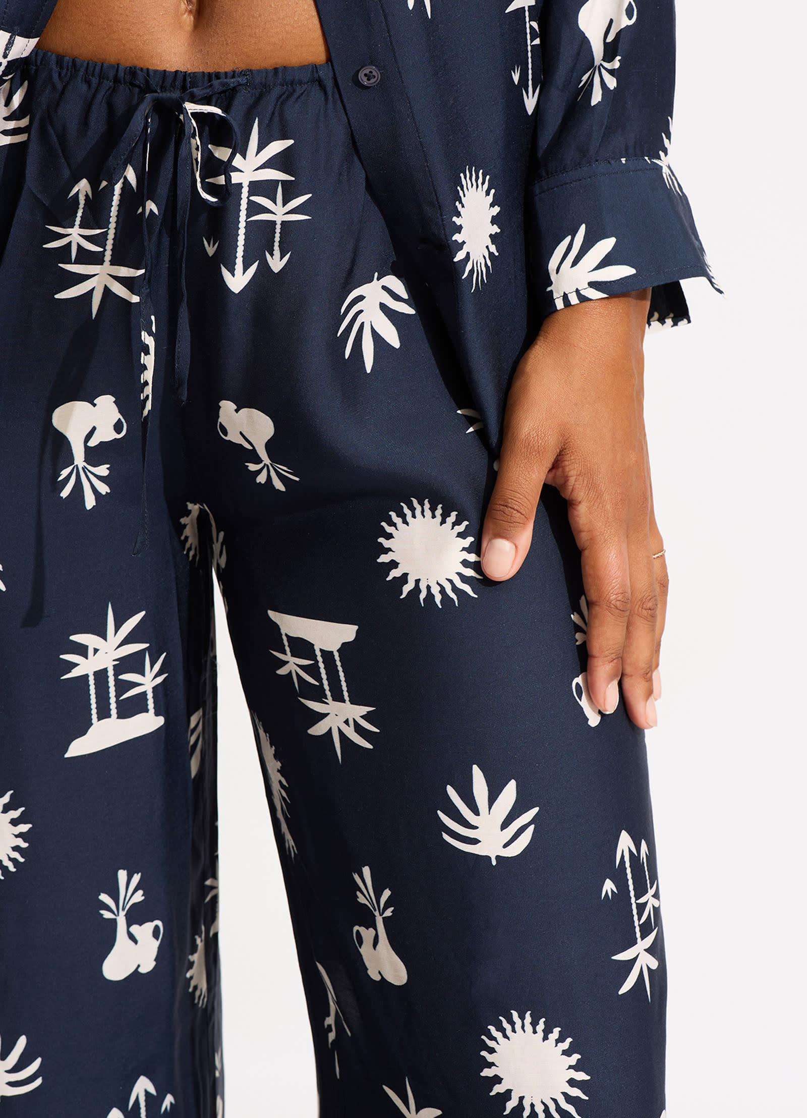 La Palma Silk Pant - True Navy - True Navy view 5