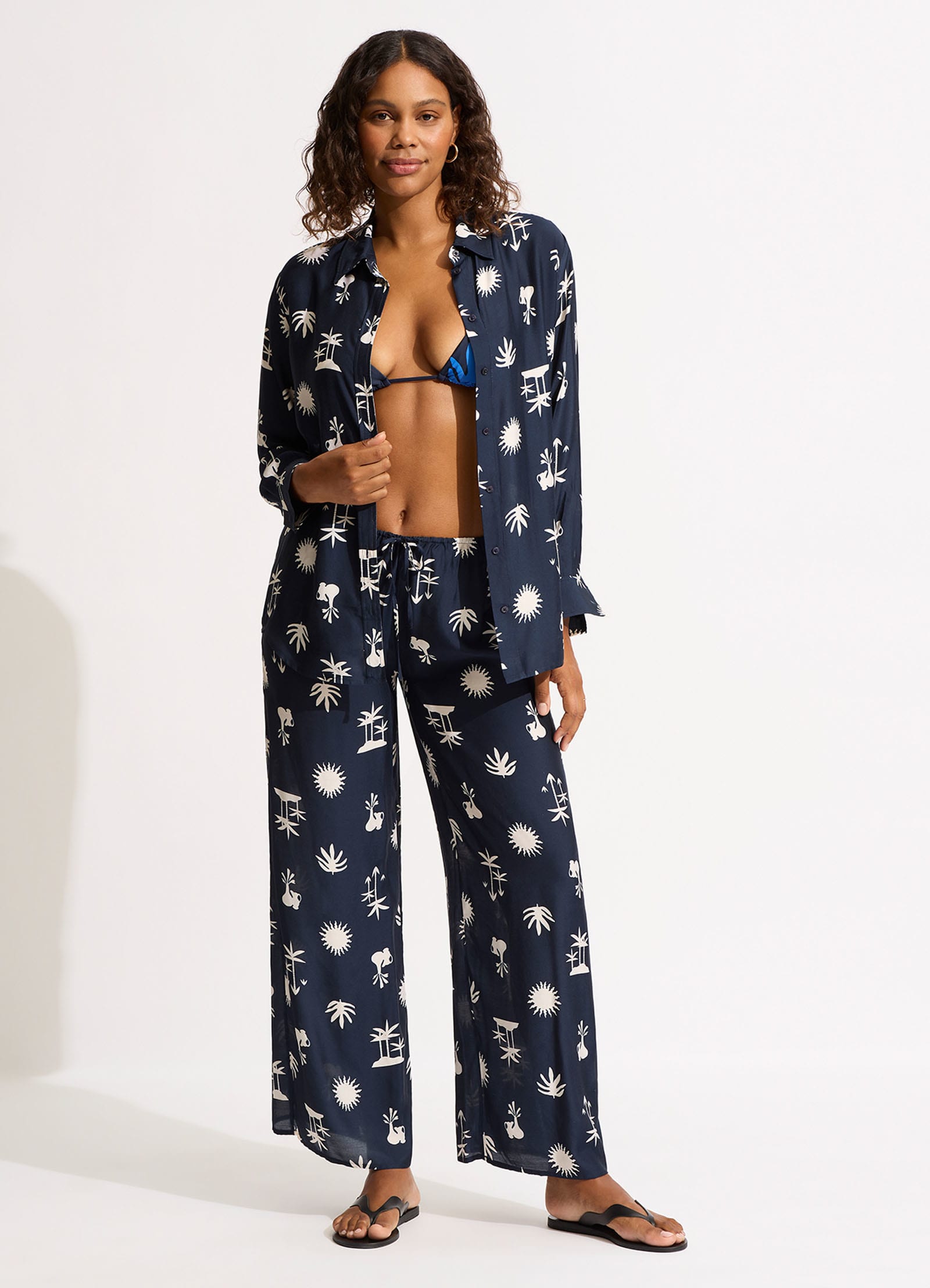 La Palma Silk Shirt - True Navy - True Navy