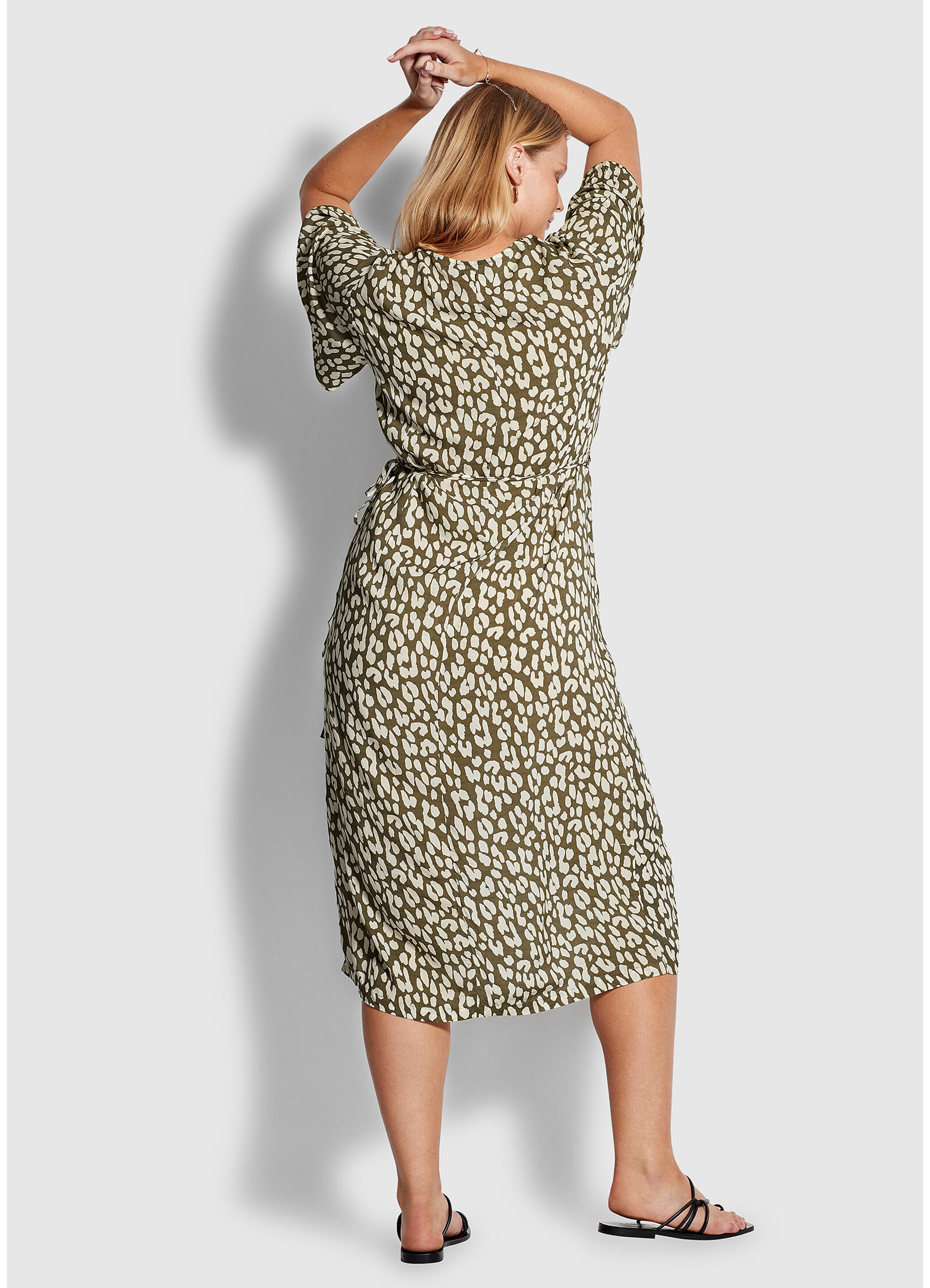 Leopard Wrap Maxi Dress - Khaki - Khaki view 3