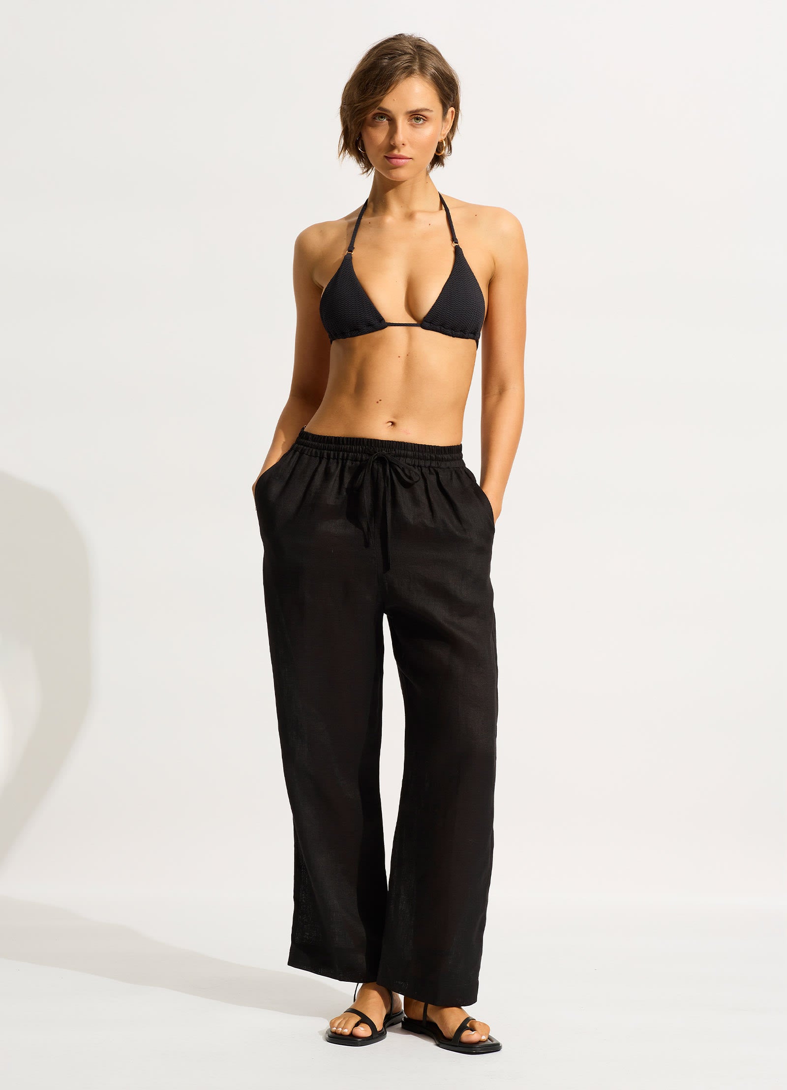 Linen Pant - Black - Black