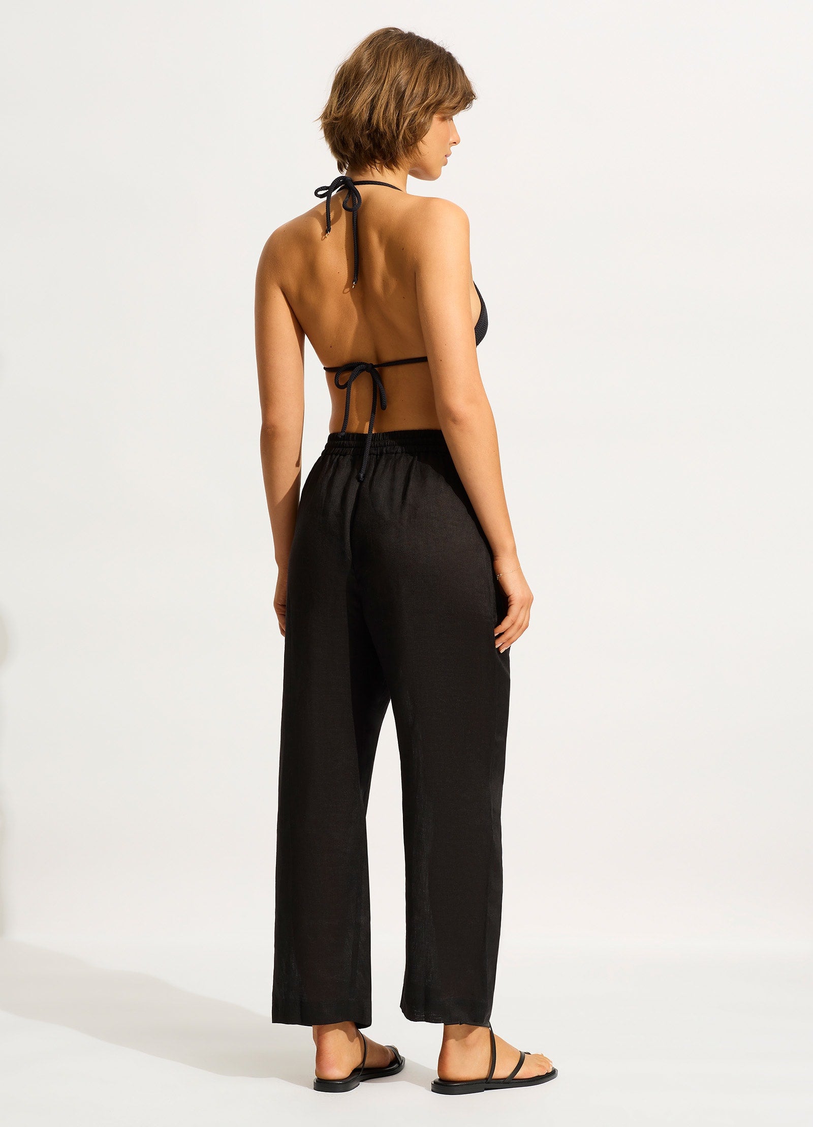 Linen Pant - Black - Black view 3