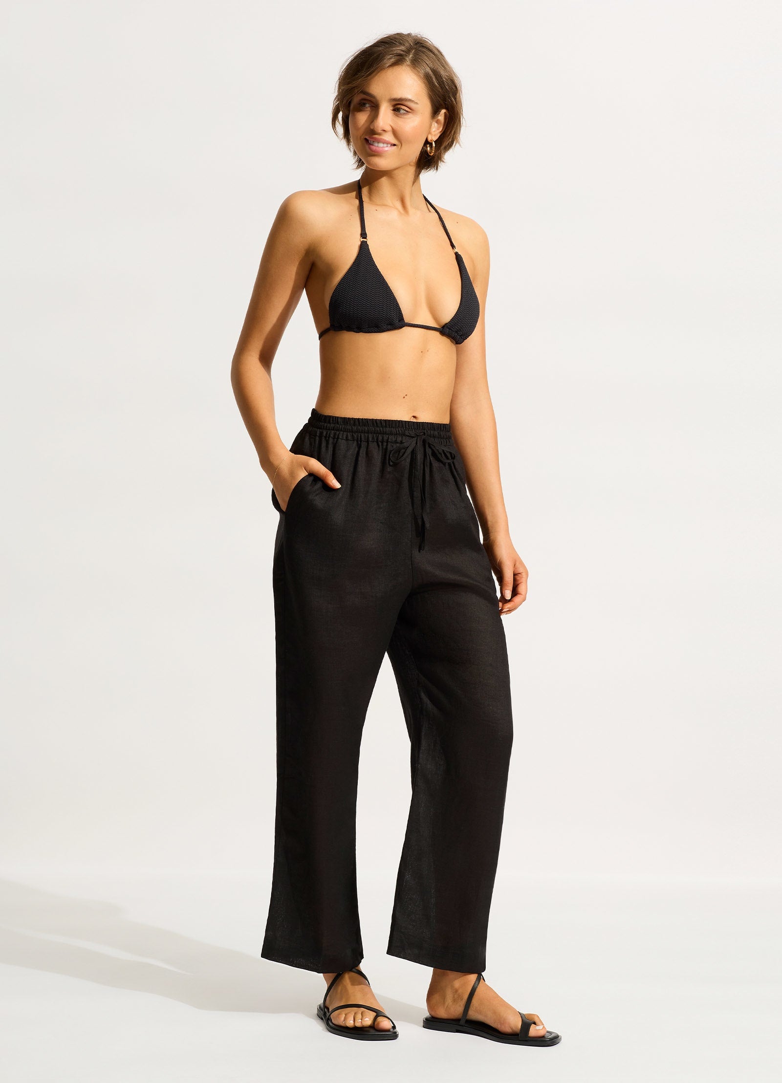 Linen Pant - Black - Black view 4