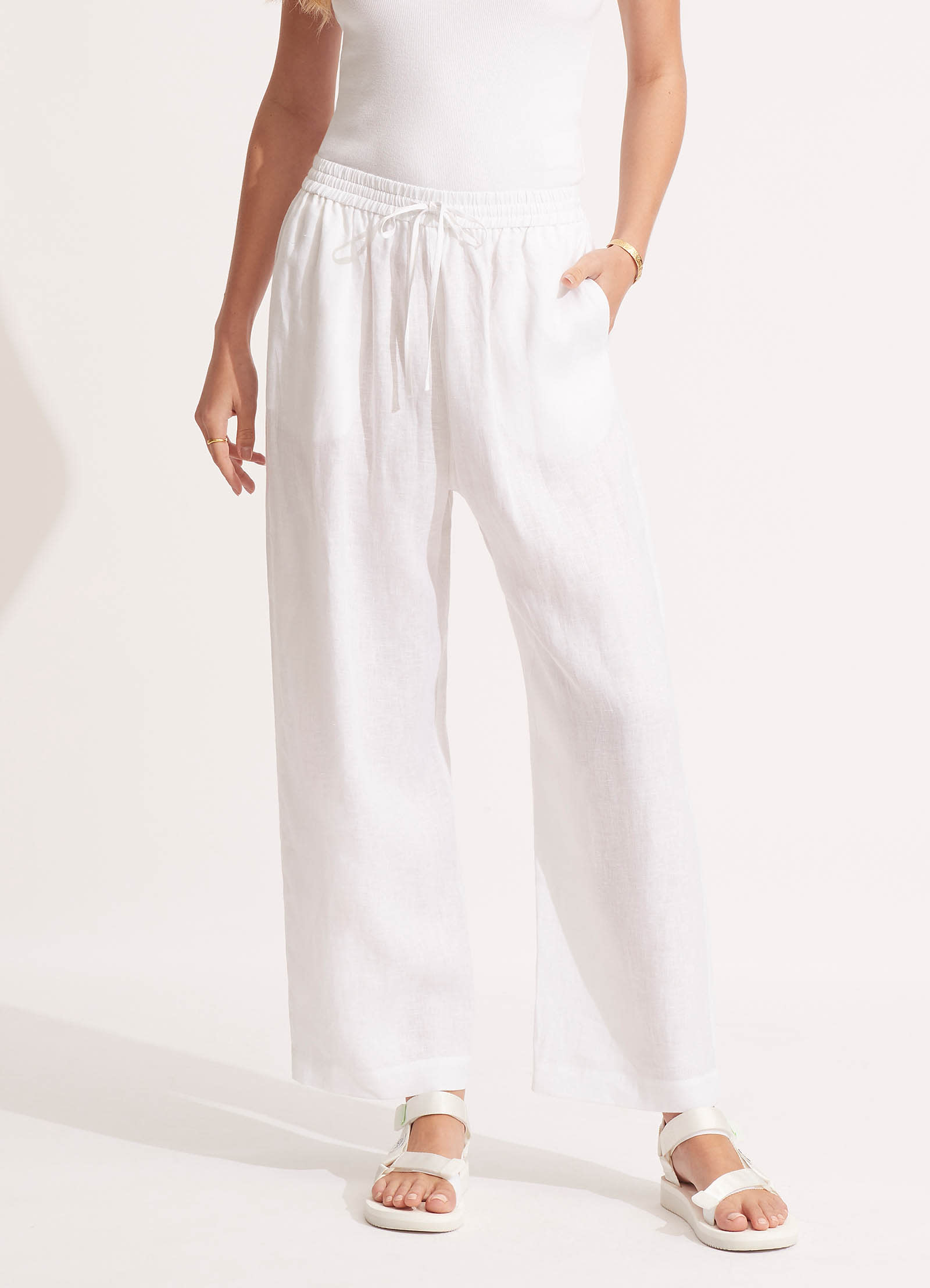 Linen Pant - White - White view 2