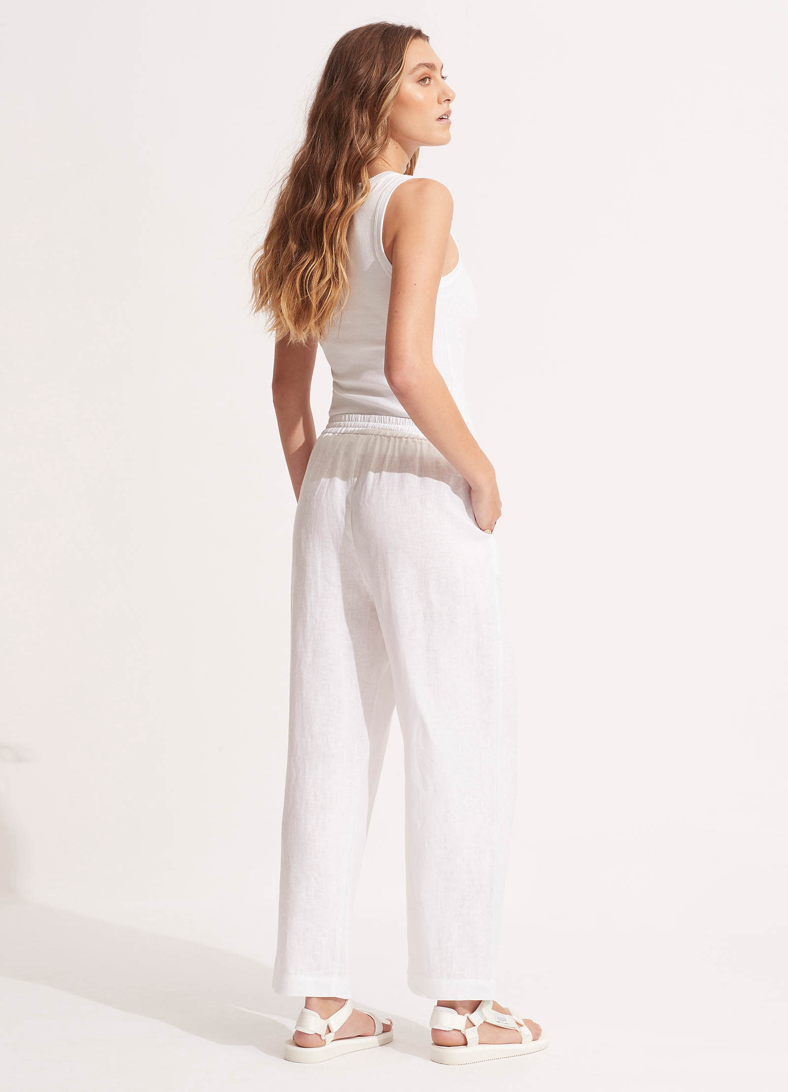 Linen Pant - White - White view 4