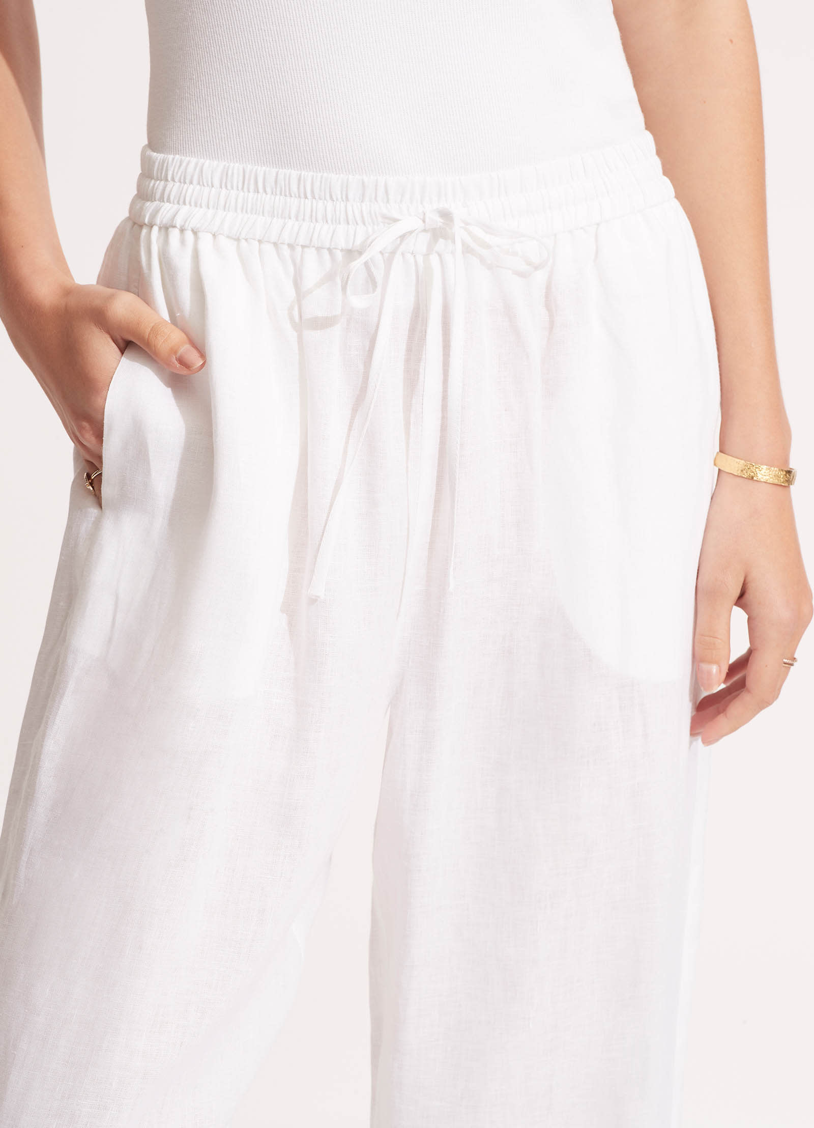 Linen Pant - White - White view 5