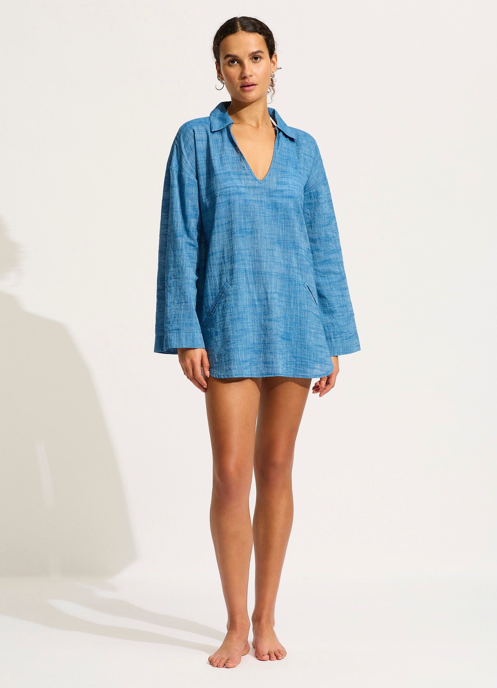 Longline Beach Shirt - Chambray - Chambray