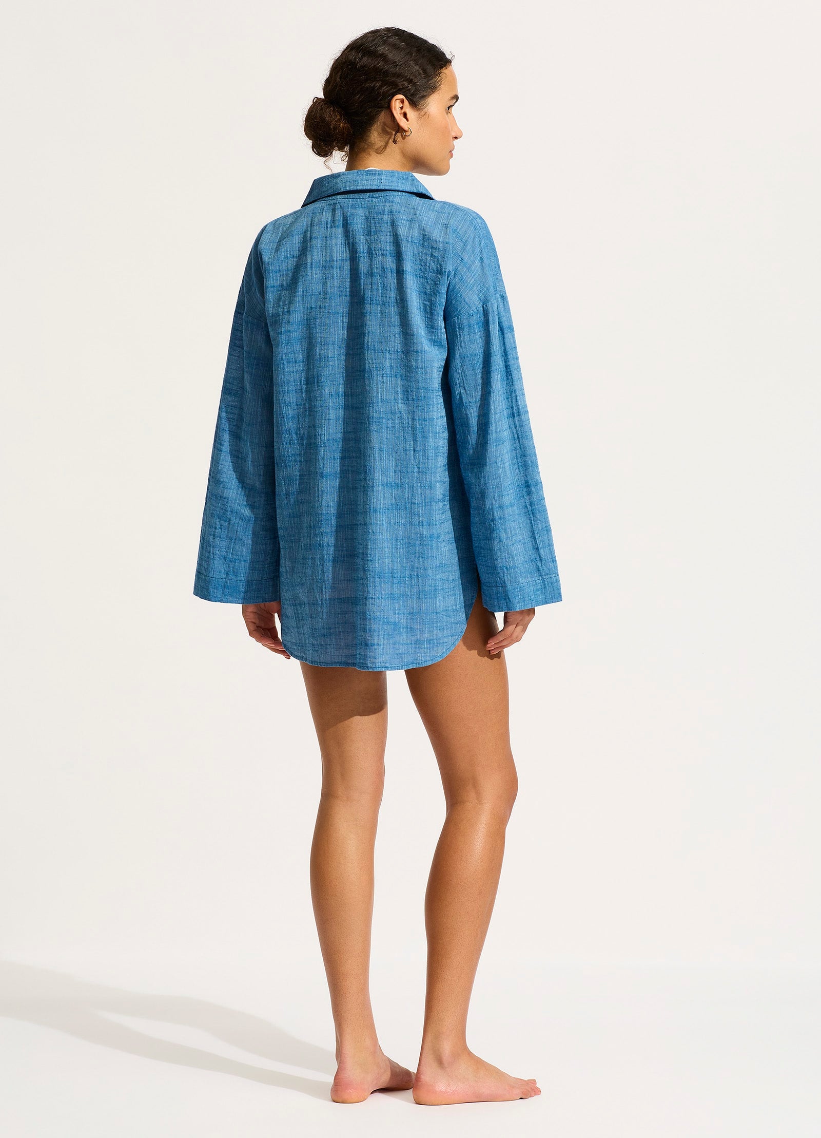 Longline Beach Shirt - Chambray - Chambray view 3