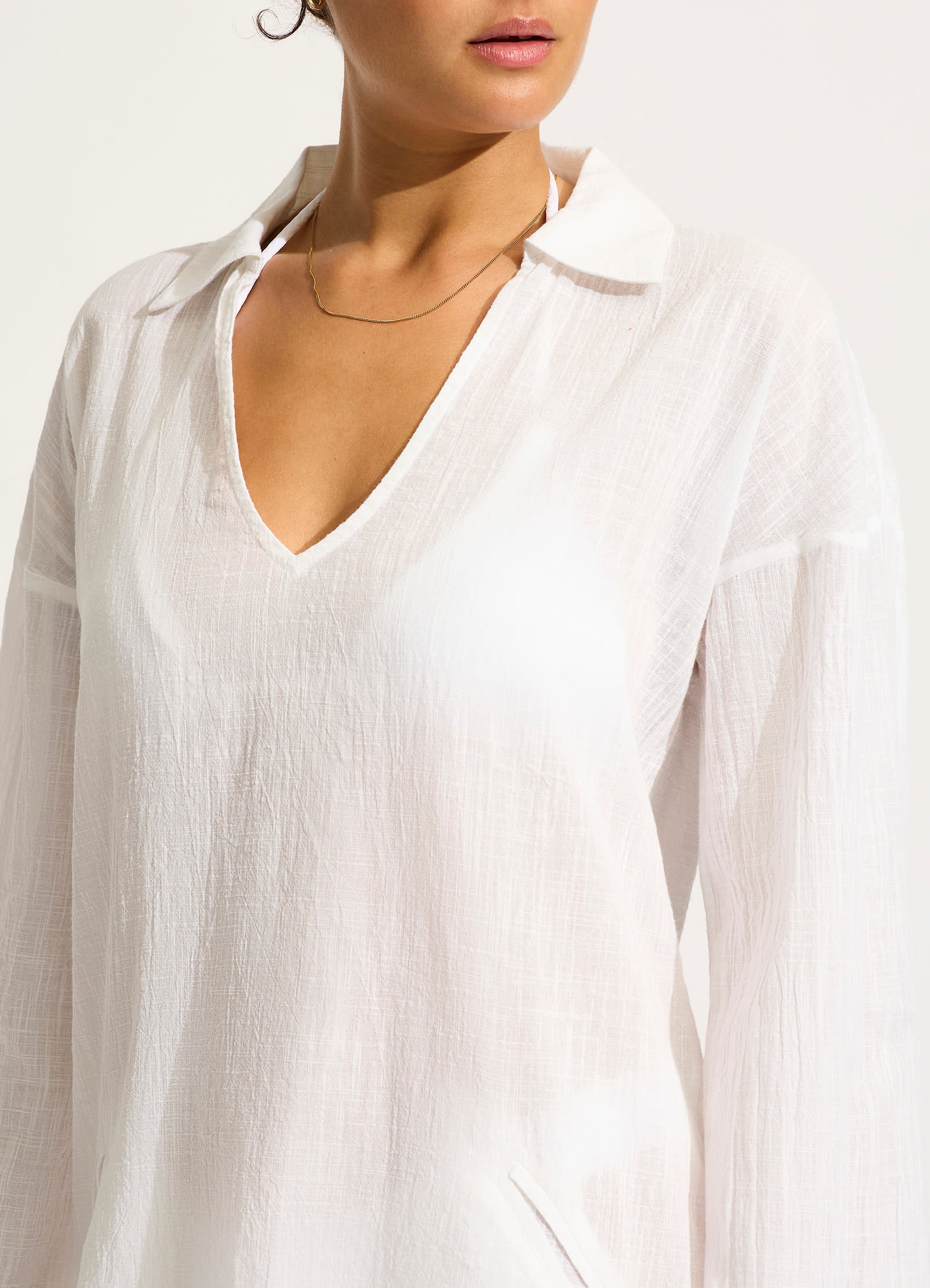 Longline Beach Shirt - White - White view 5