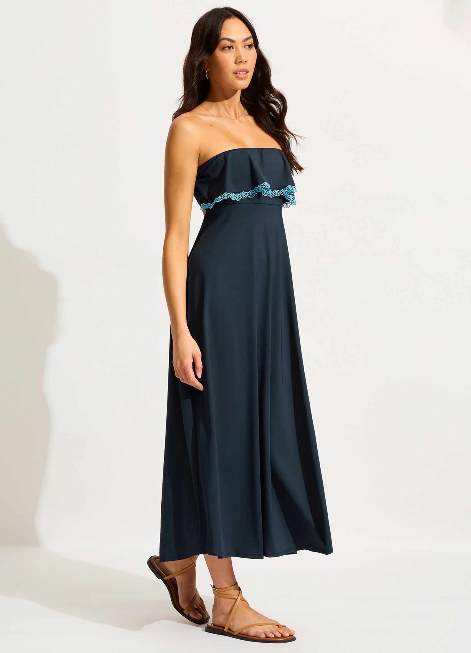 Lucia Frill Midi Dress - True Navy - True Navy view 2