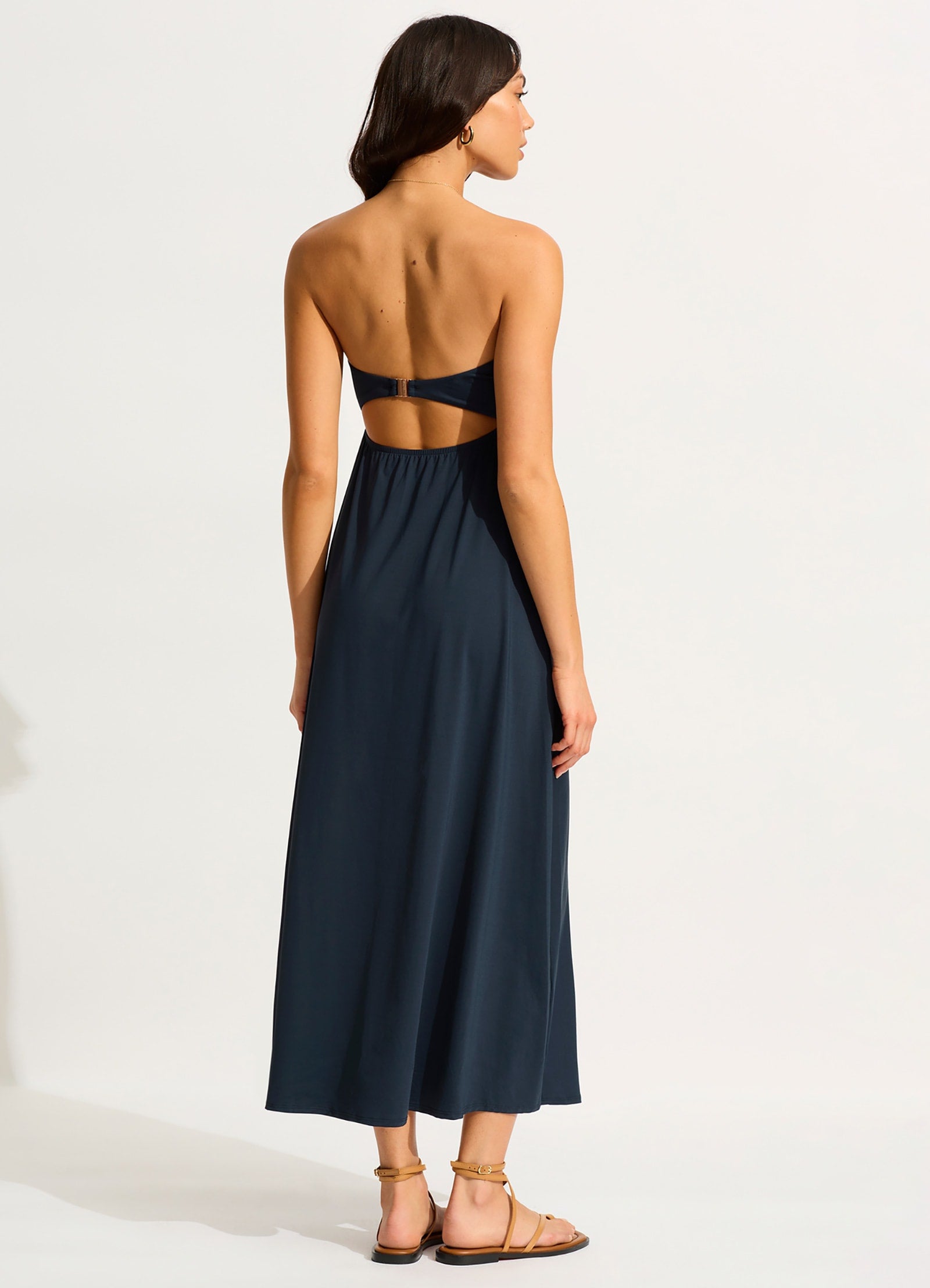Lucia Frill Midi Dress - True Navy - True Navy view 3