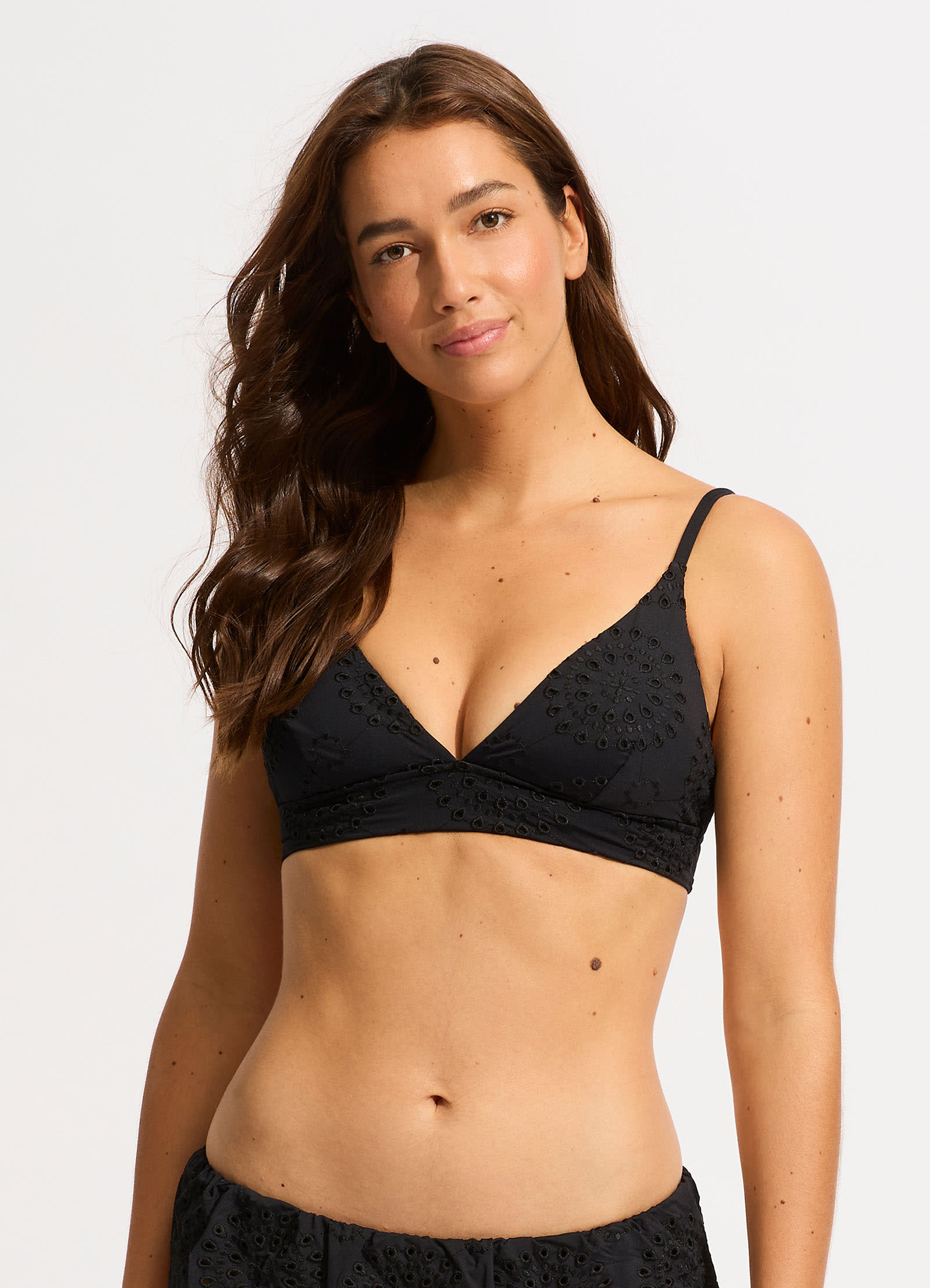 Lulu Banded Bralette Bikini Top - Black - Black view 2