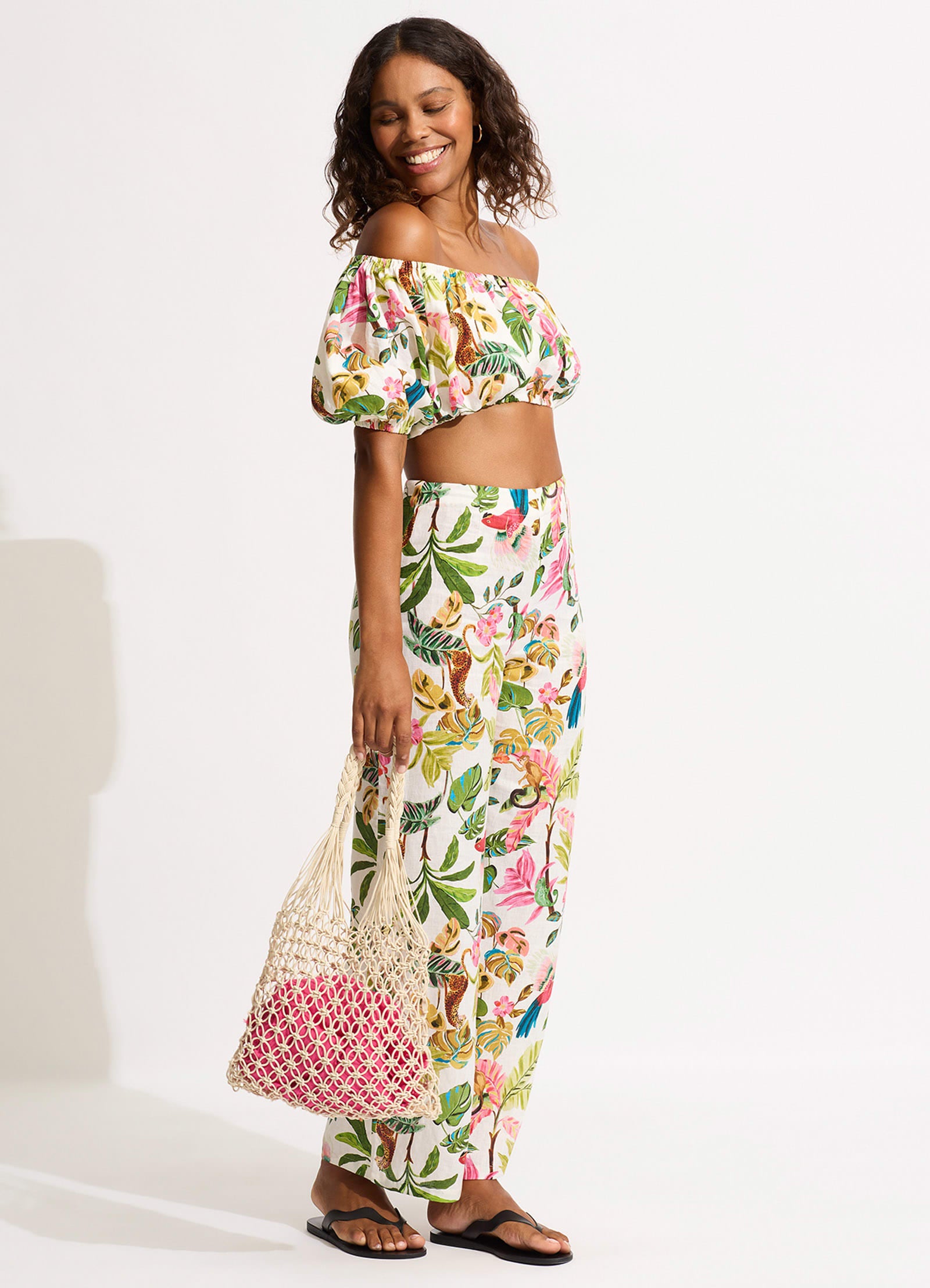Macrame Cord Tote Bag - Natural - Natural