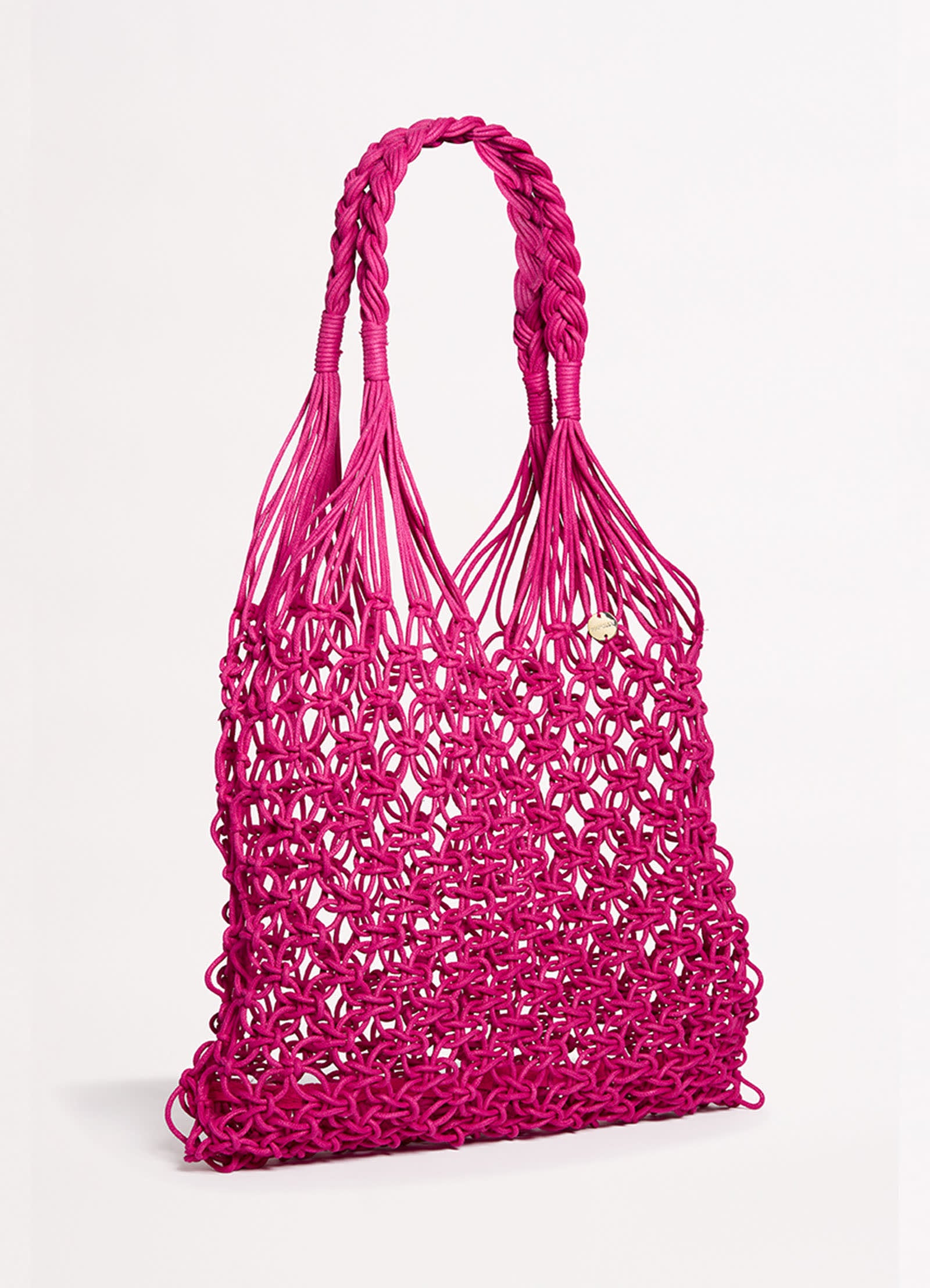 Macrame Cord Tote Bag - Pink - Pink view 2