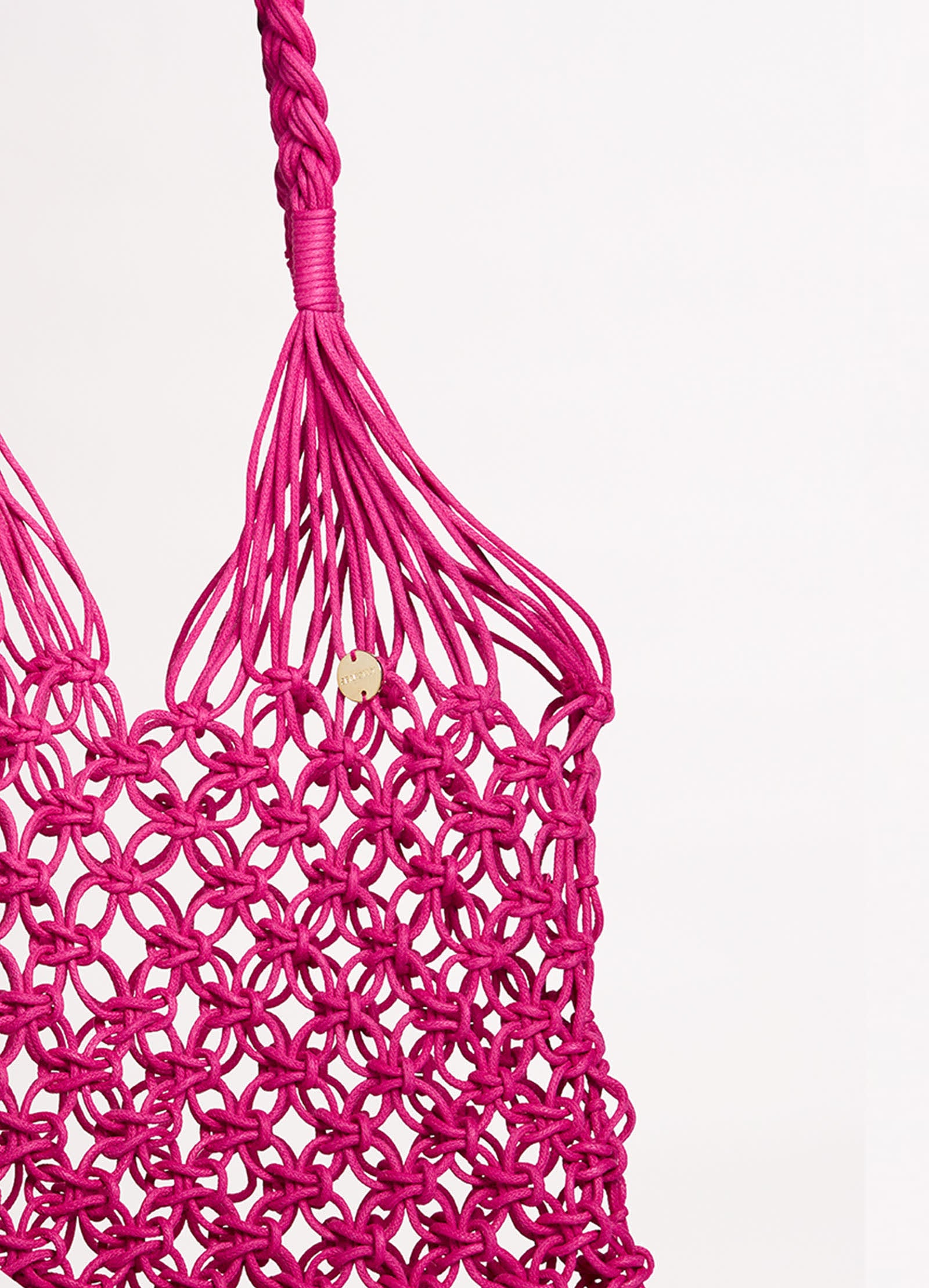 Macrame Cord Tote Bag - Pink - Pink view 3