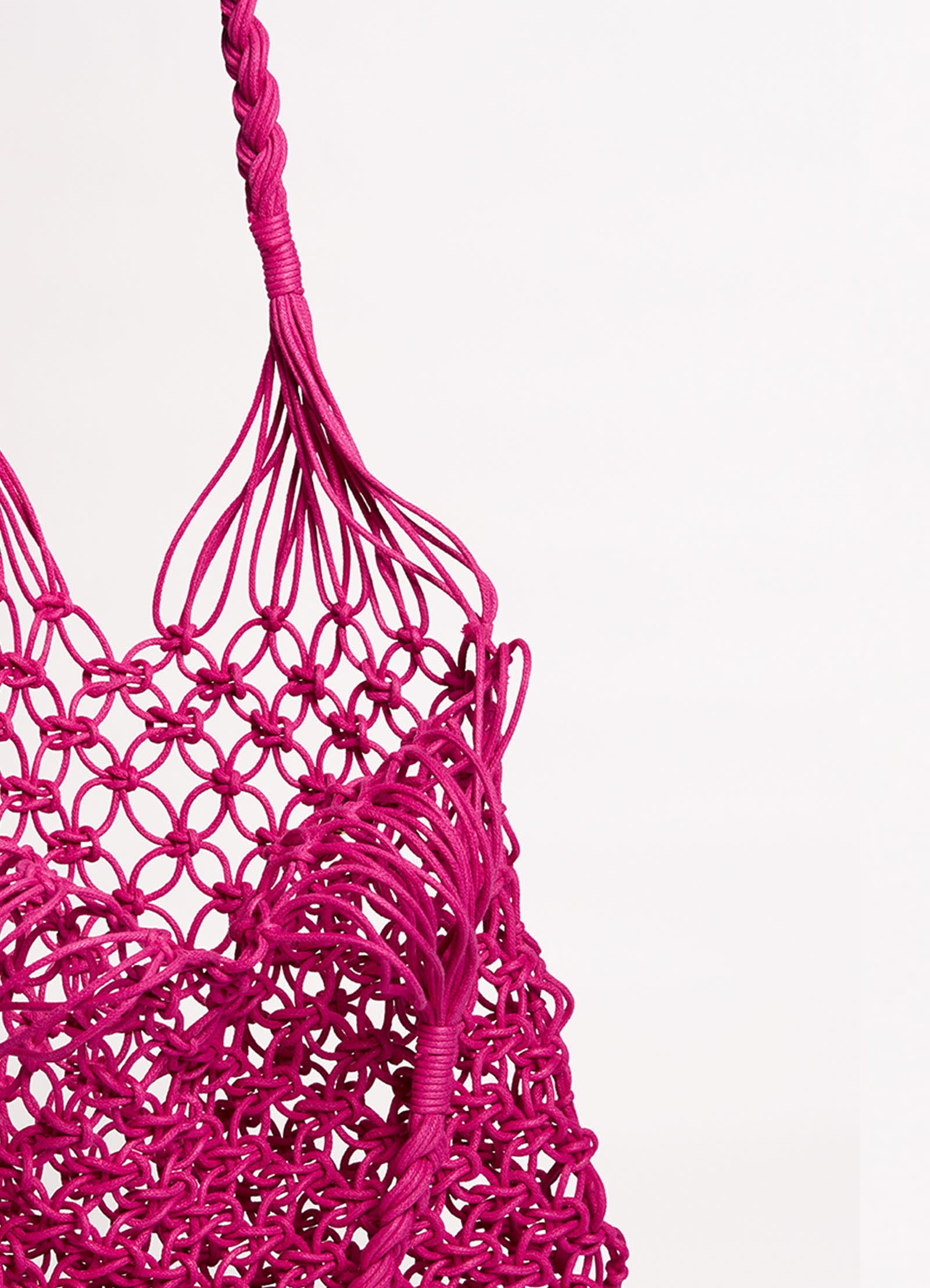 Macrame Cord Tote Bag - Pink - Pink view 4