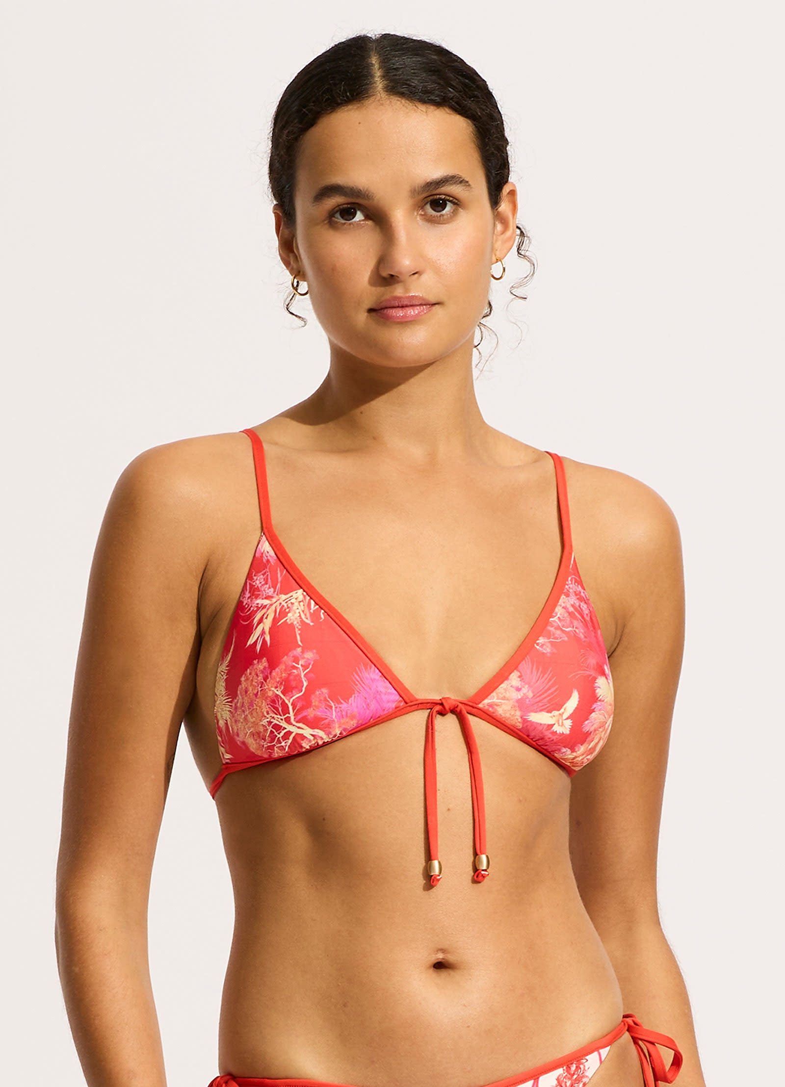 Marbella Slide Triangle Bikini Top - Flame - Flame view 2