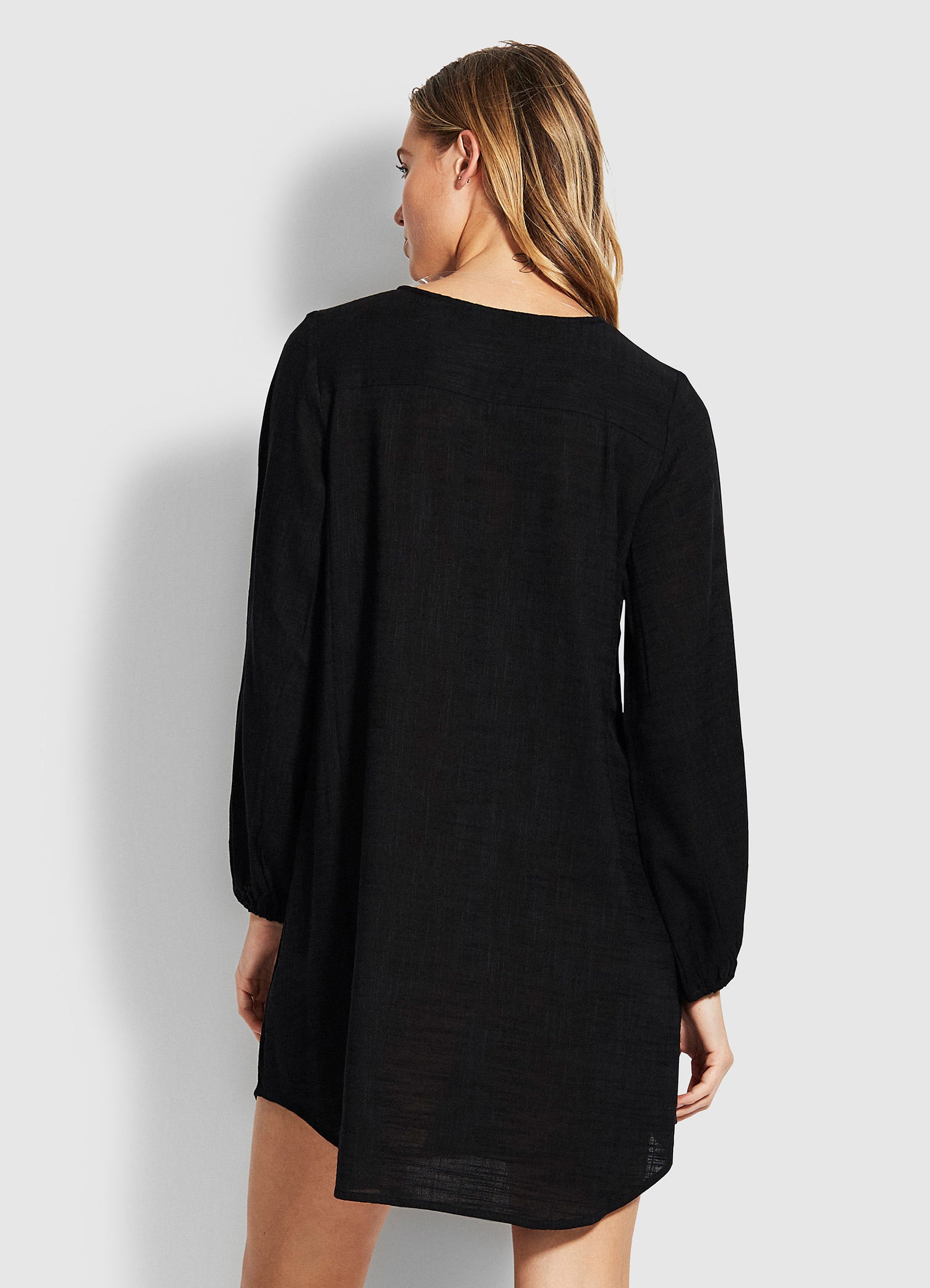 Marcie Peasant Sleeve Dress - Black - Black view 3