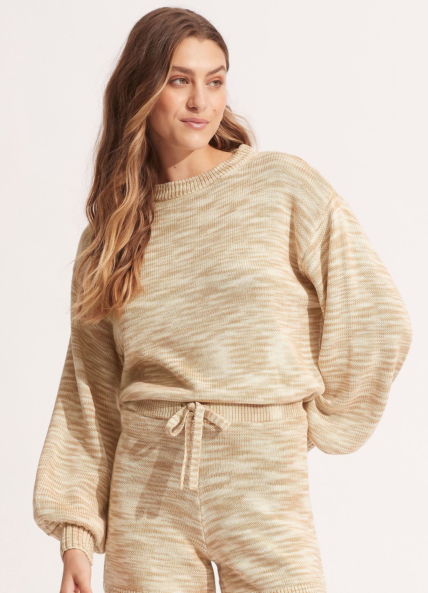Marl Knit Jumper - Sand - Sand view 2