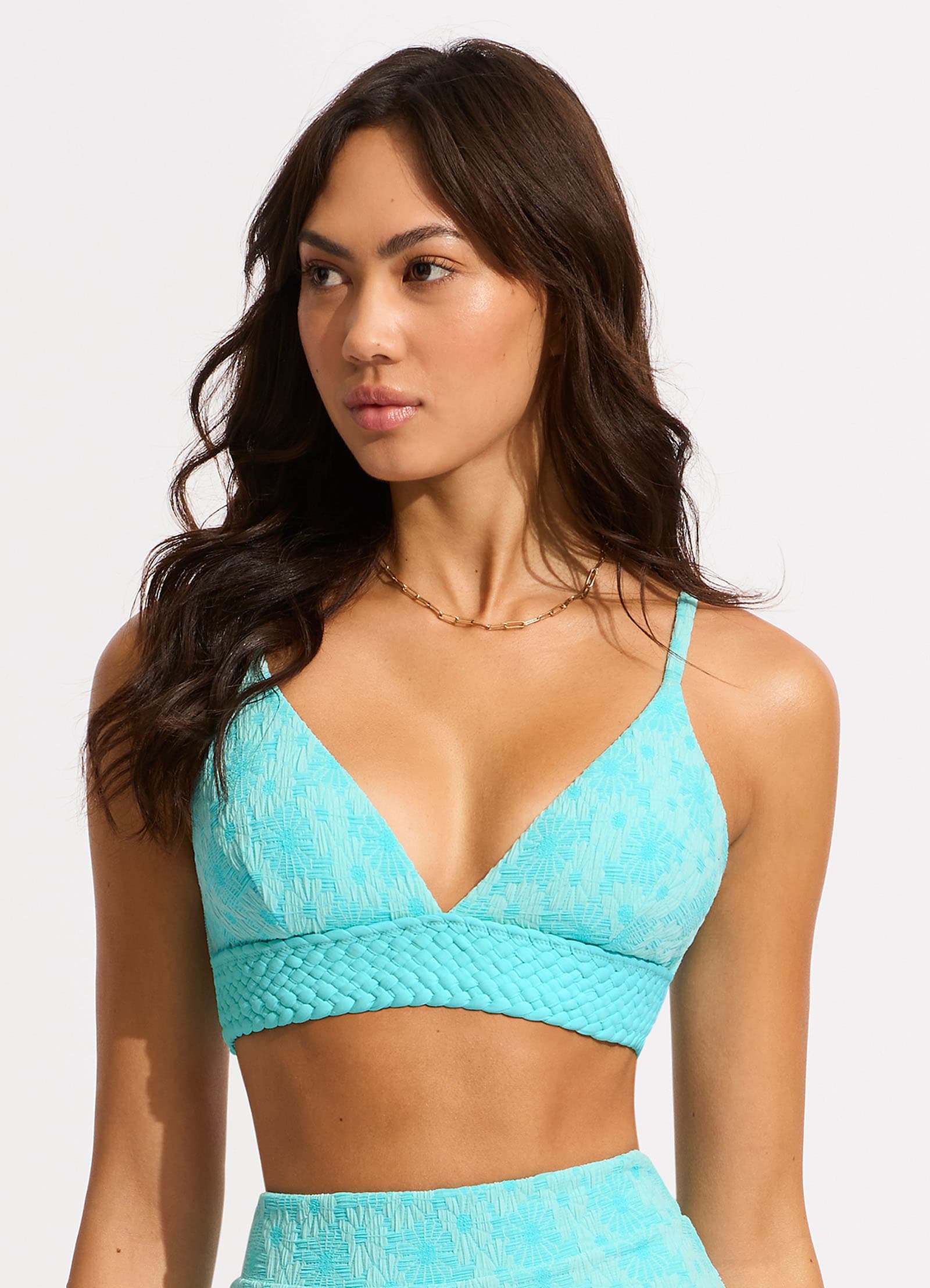 Marloe Banded Bralette Bikini Top - Atoll Blue - Atoll Blue view 2